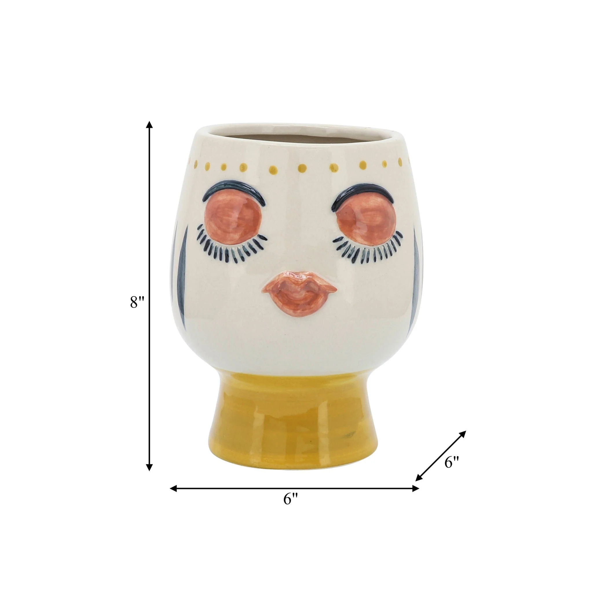 Cer, 6"d Face Vase, Multi - Image 8