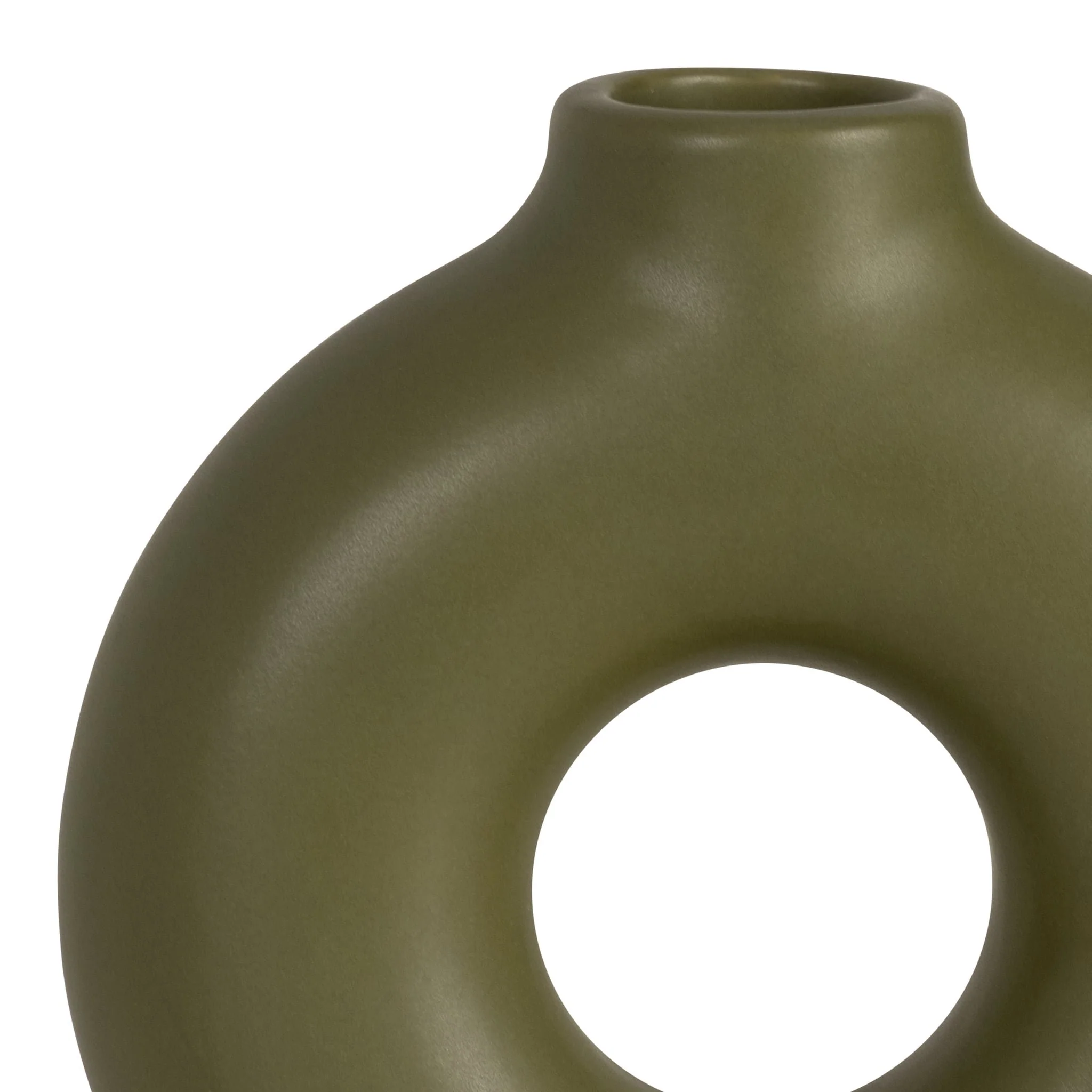 Cer,7",donut Footed Vase,olive - Image 5