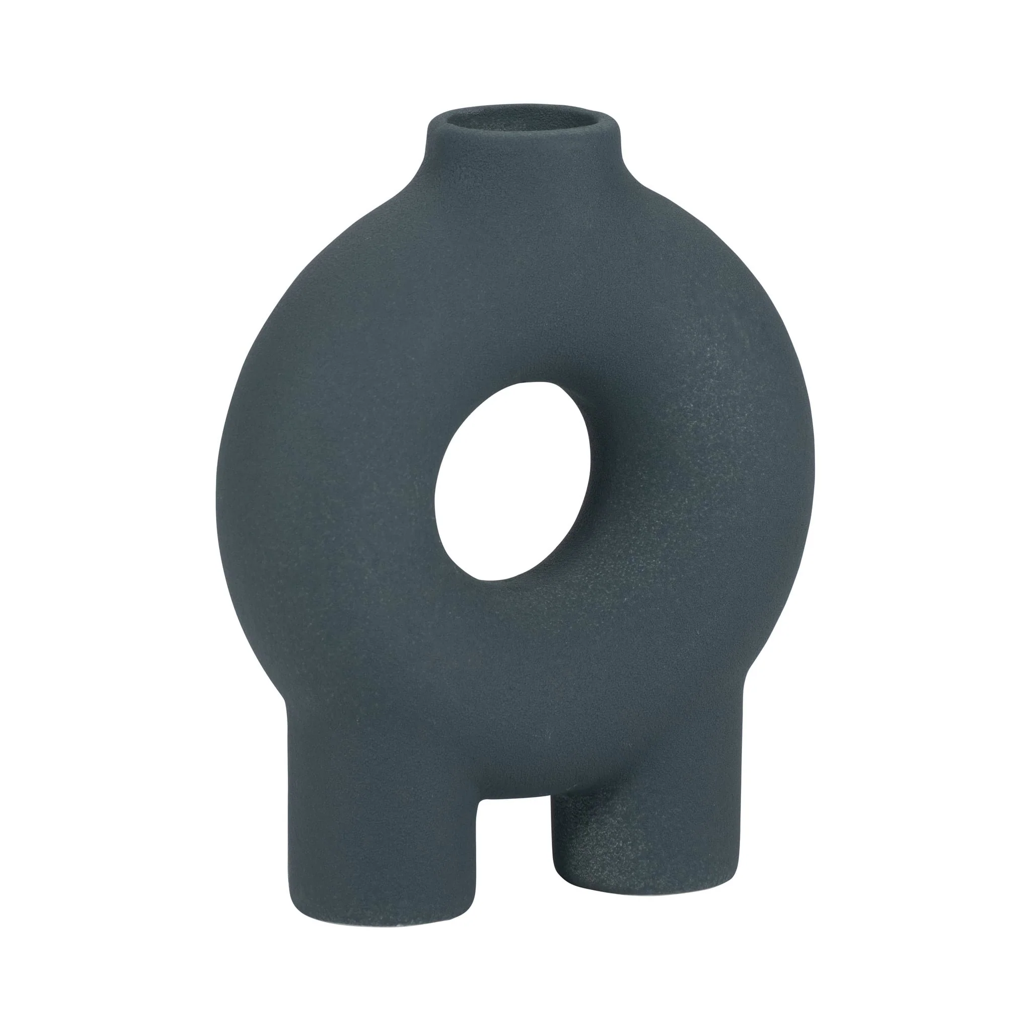 Cer, 7" Donut Footed Vase, Teal - Image 3