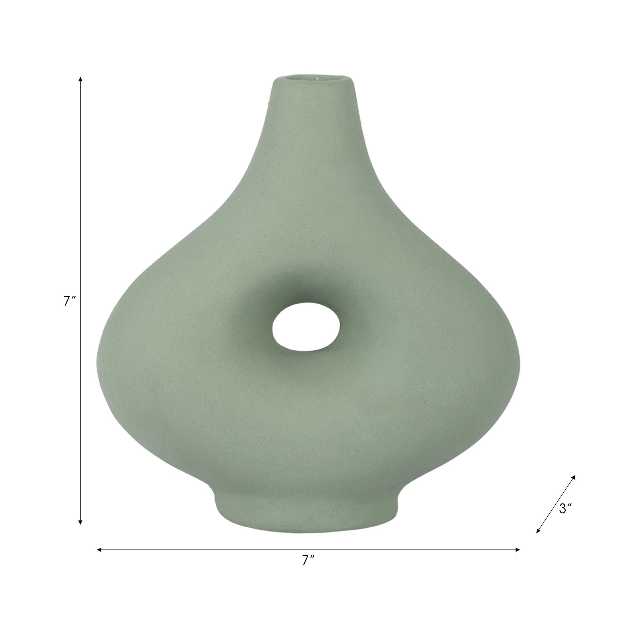 Cer, 7" Short Open Cut-out Nomad Vase, Dark Sage - Image 9