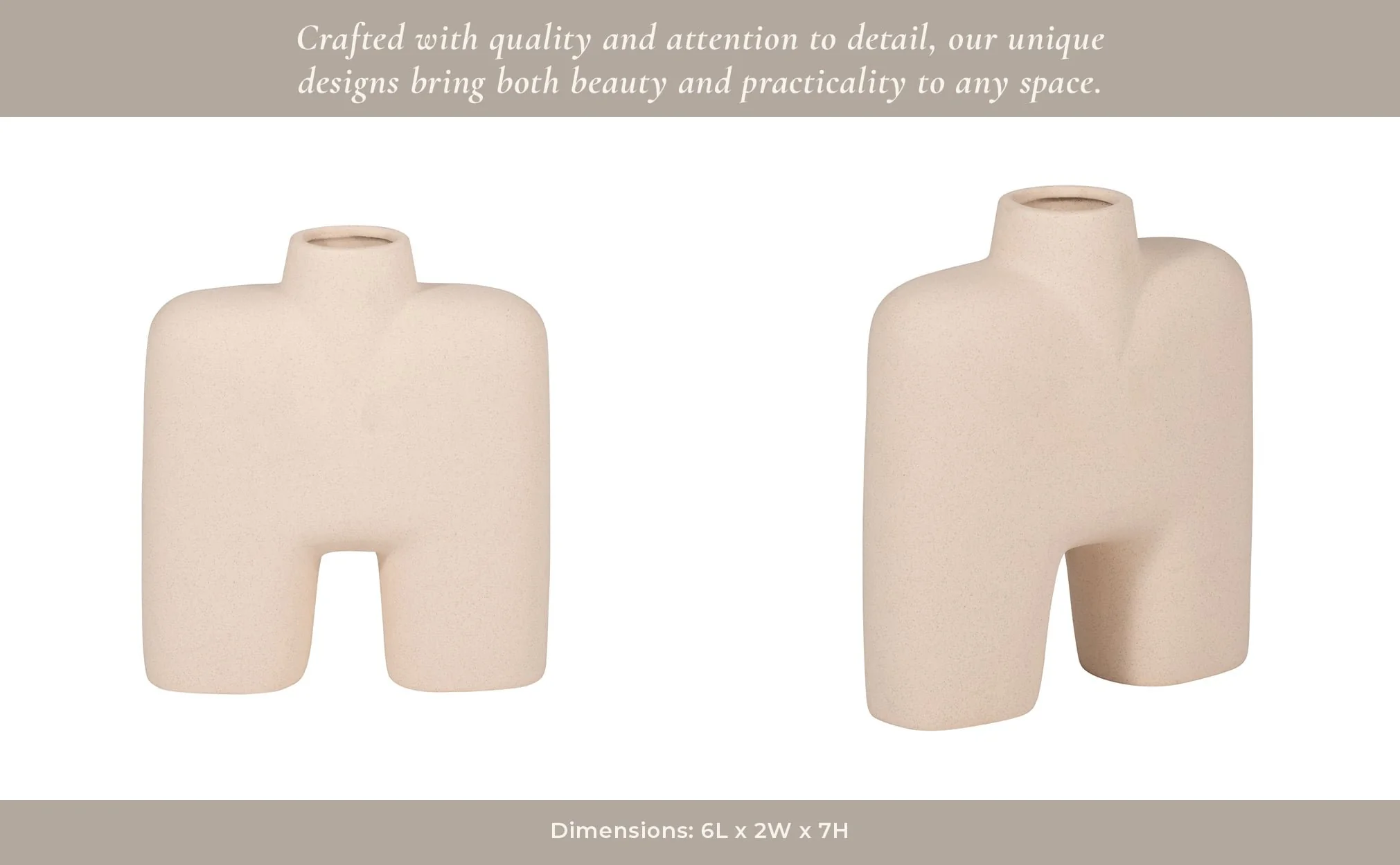 Cer, 7" Square Shape Vase, Ivory - Image 13