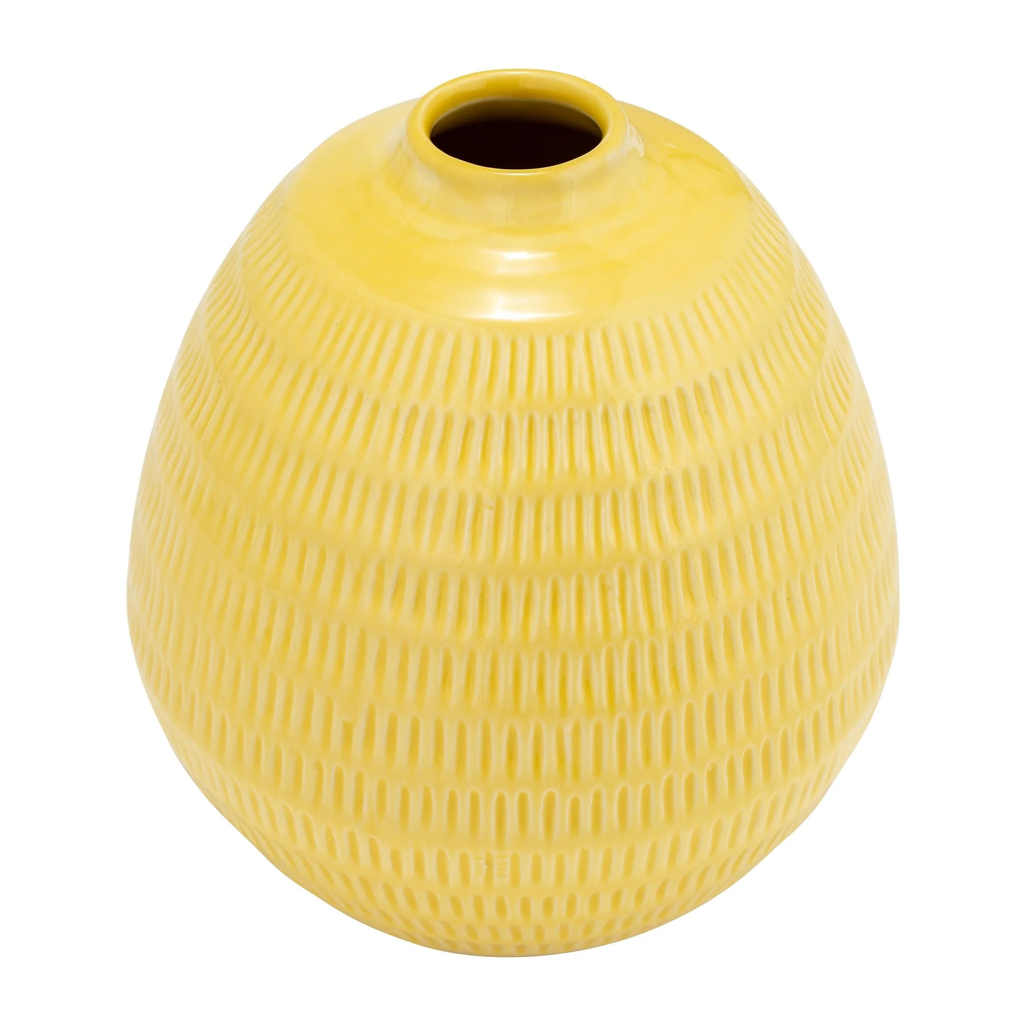 Cer,7",stripe Oval Vase,yellow - Image 2