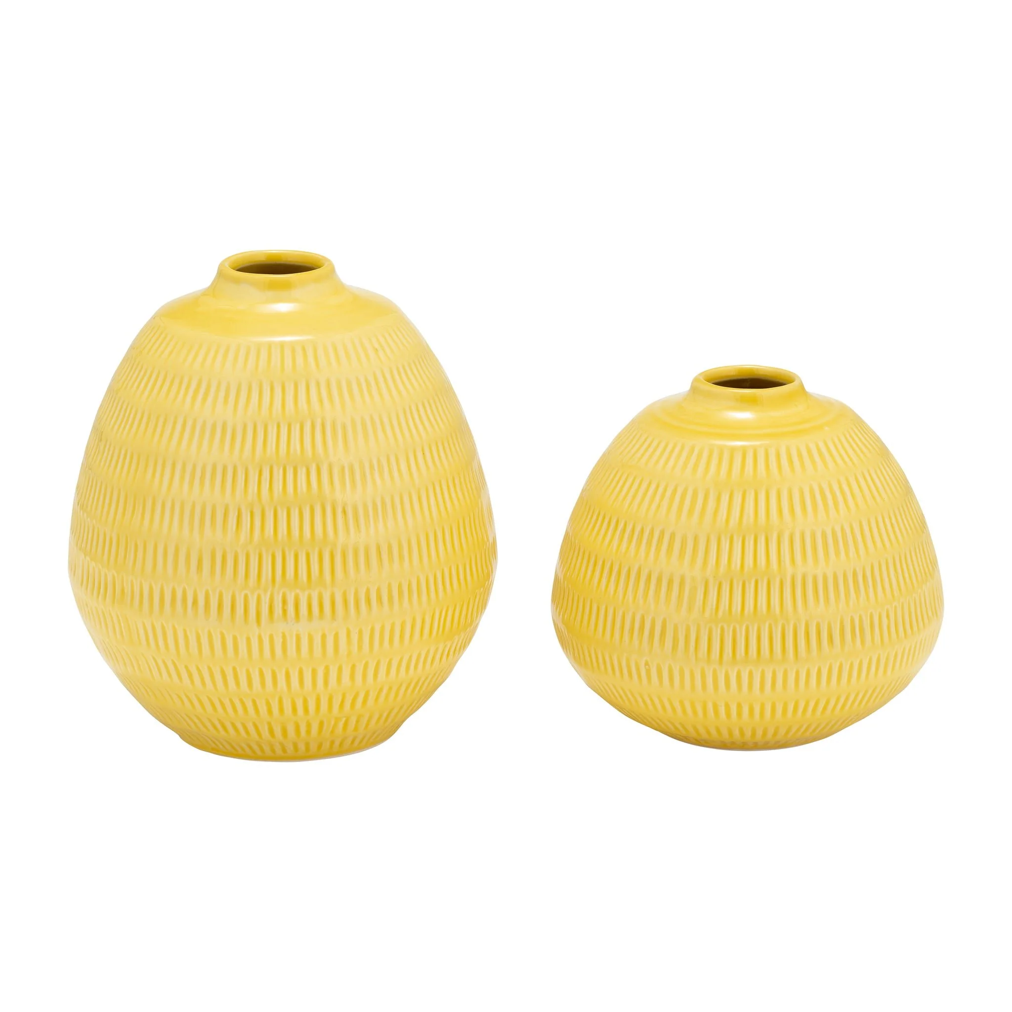 Cer,7",stripe Oval Vase,yellow - Image 8