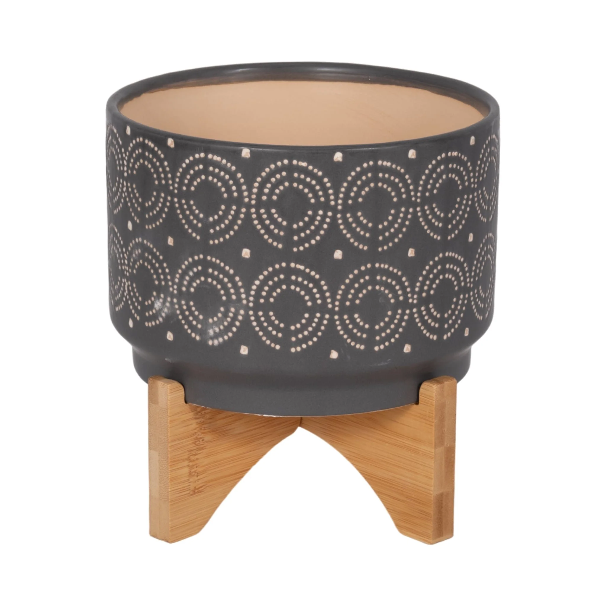 Cer, 7" Swirl Planter On Stand, Gray - Image 4
