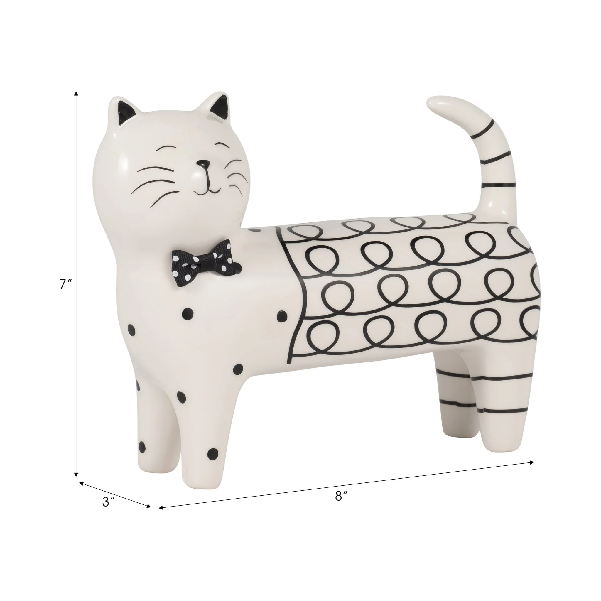 Cer, 7" Swirls Cat, White - Image 9