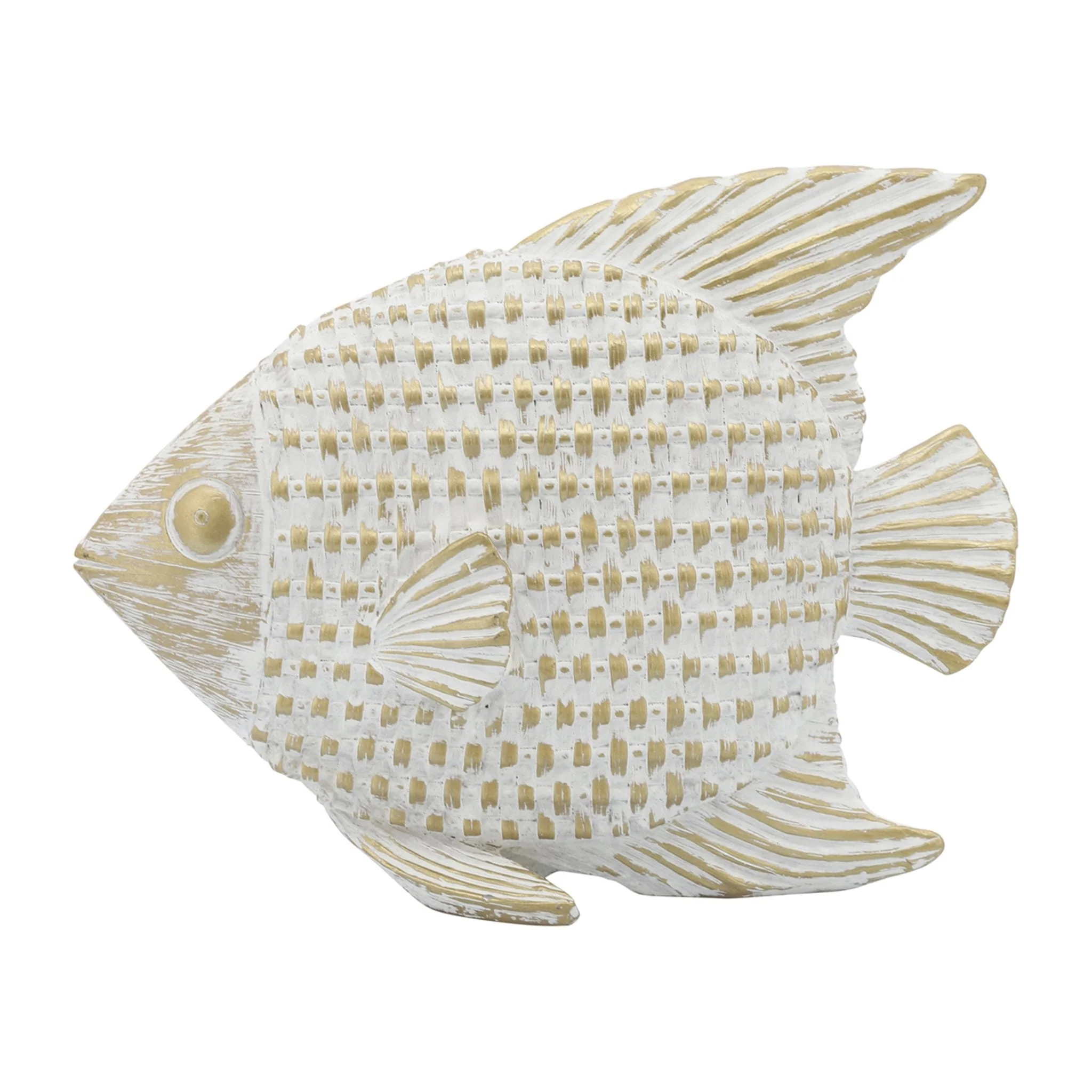 Cer,7"h,standing Fish Deco,wht/gld - Image 4