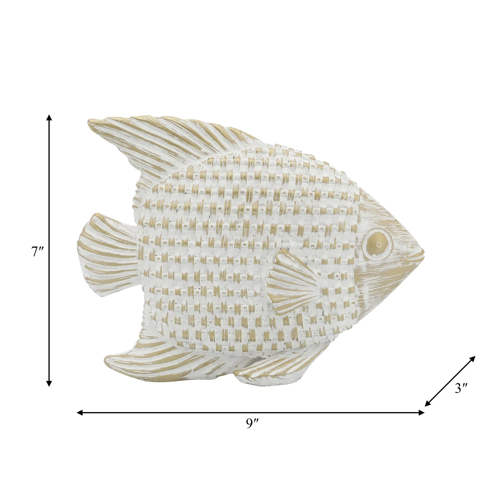 Cer,7"h,standing Fish Deco,wht/gld - Image 7