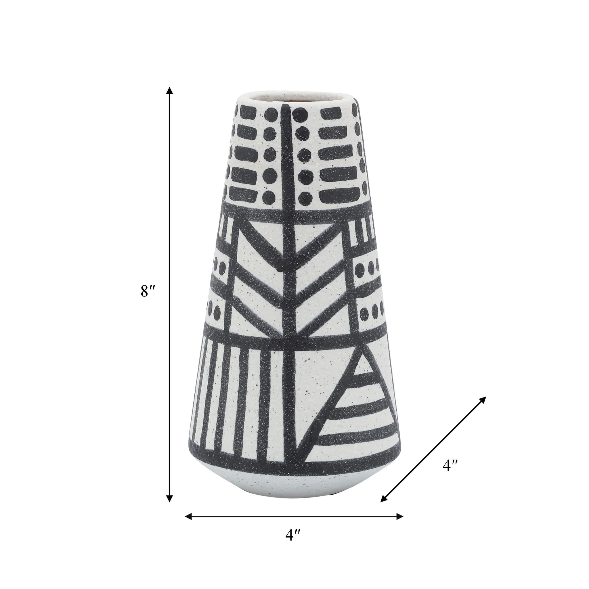 Cer, 8" Eclectic Vase, Black/white - Image 8