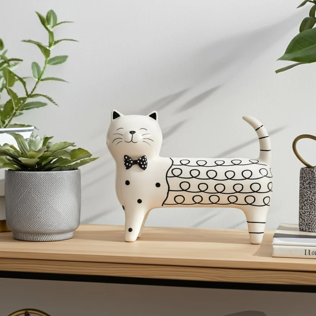 Cer, 8" Swirls Cat, White - Image 13