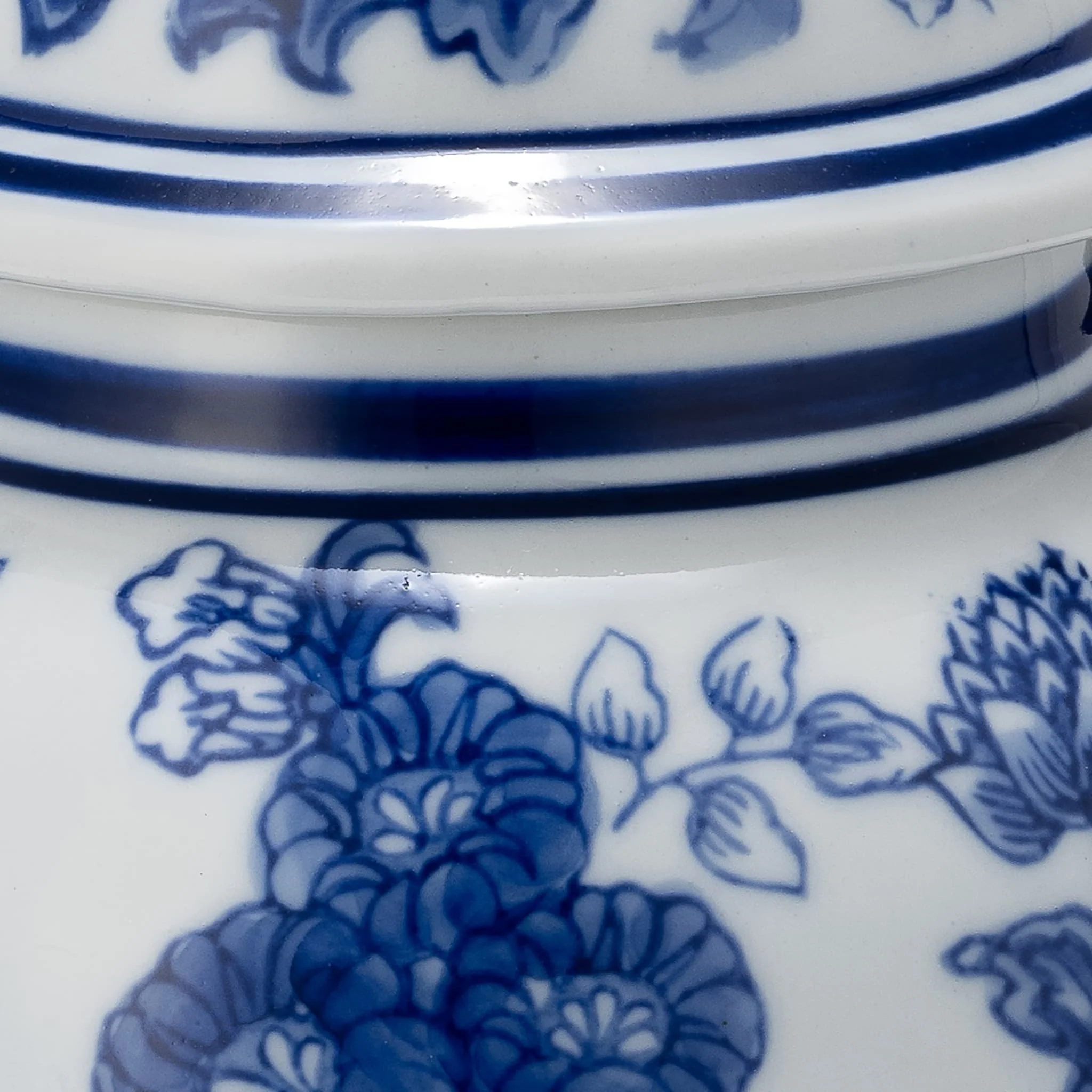 Cer, 8" Temple Jar Bird/flower, Blue - Image 5