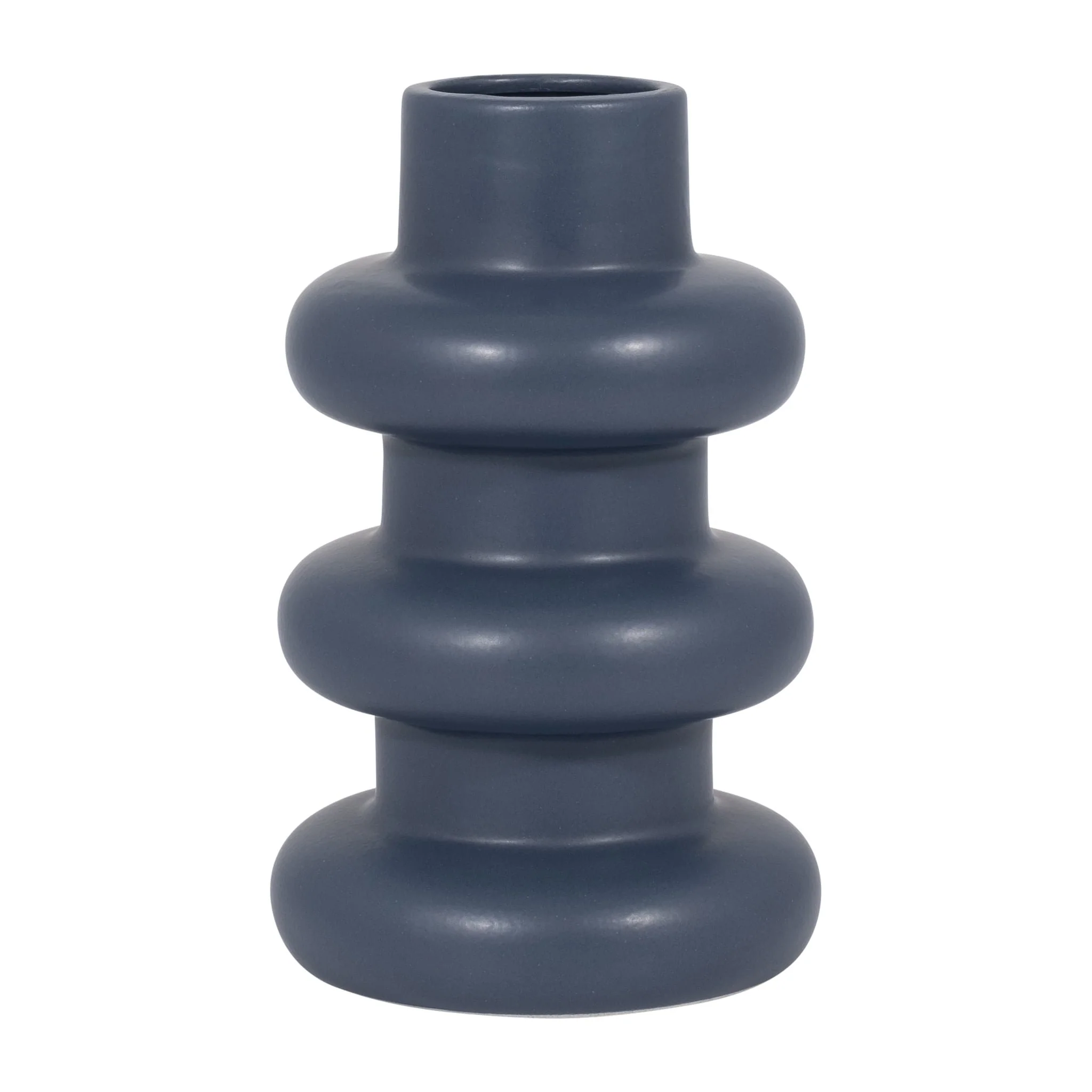 Cer, 8" Three Ribbed Vase, Navy