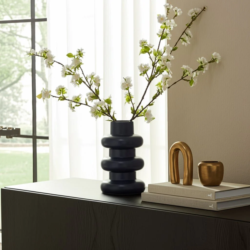 Cer, 8" Three Ribbed Vase, Navy - Image 10