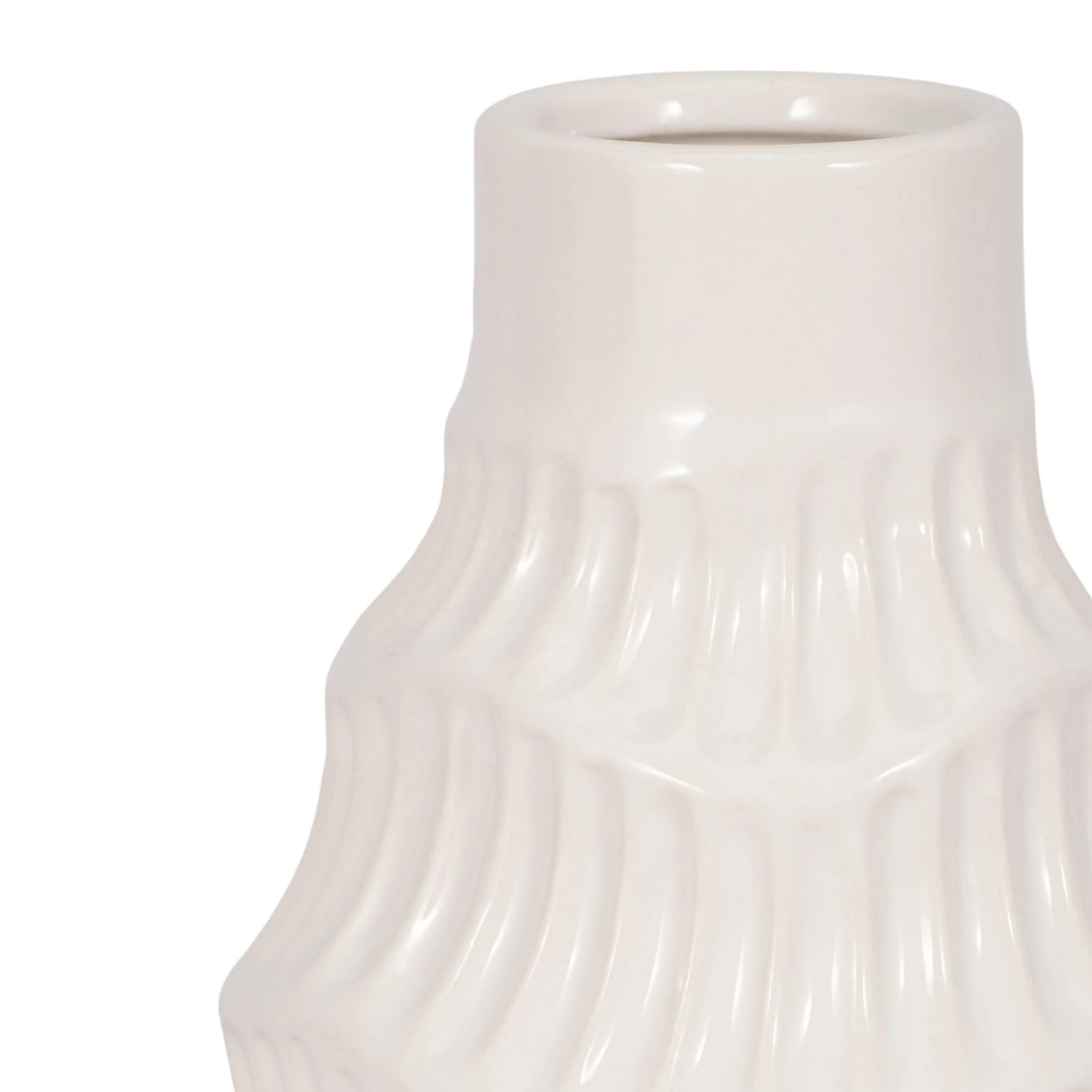 Cer, 8" Wavy Vase, White - Image 4
