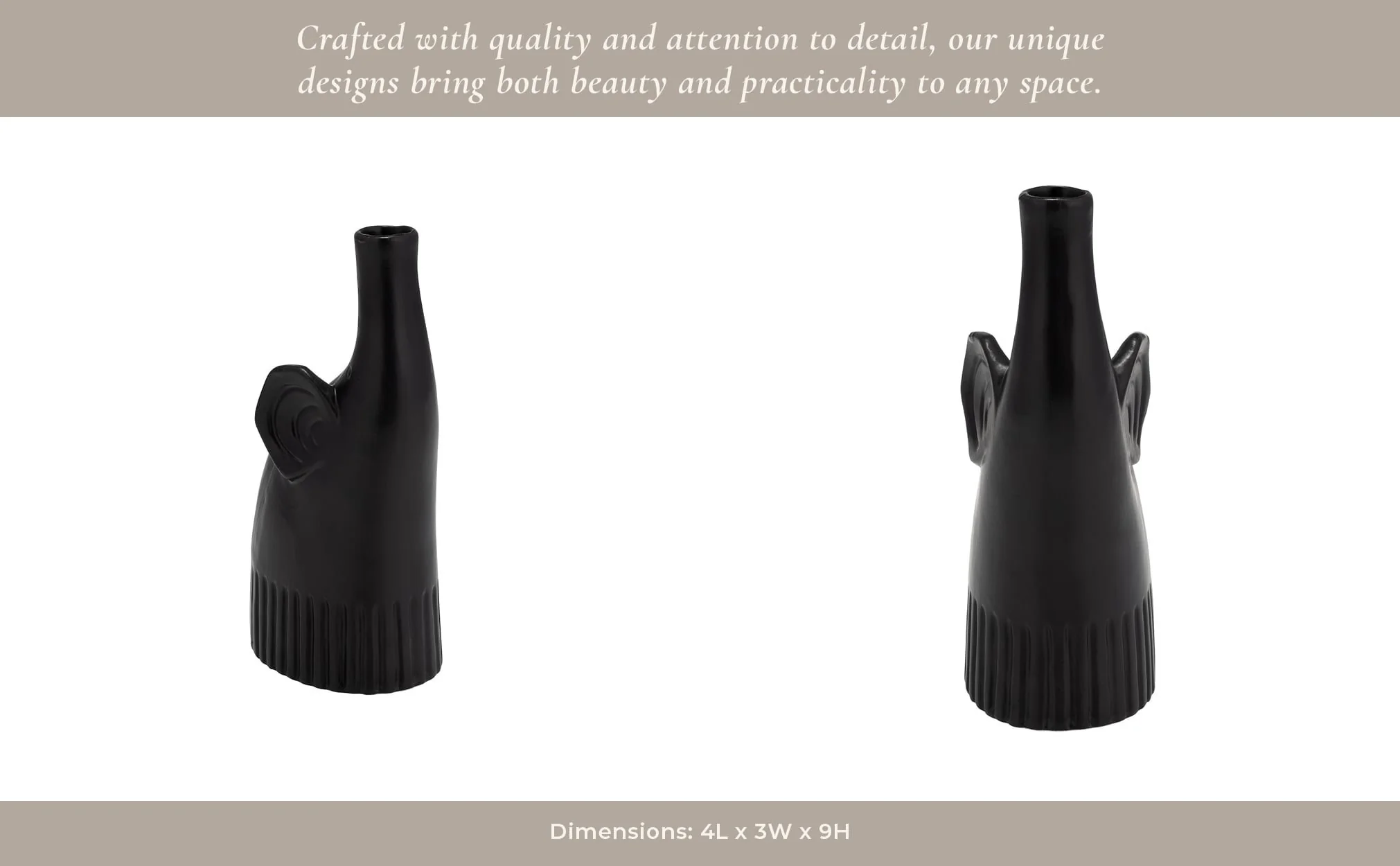 Cer,9",elephant Deco,matte Black - Image 14