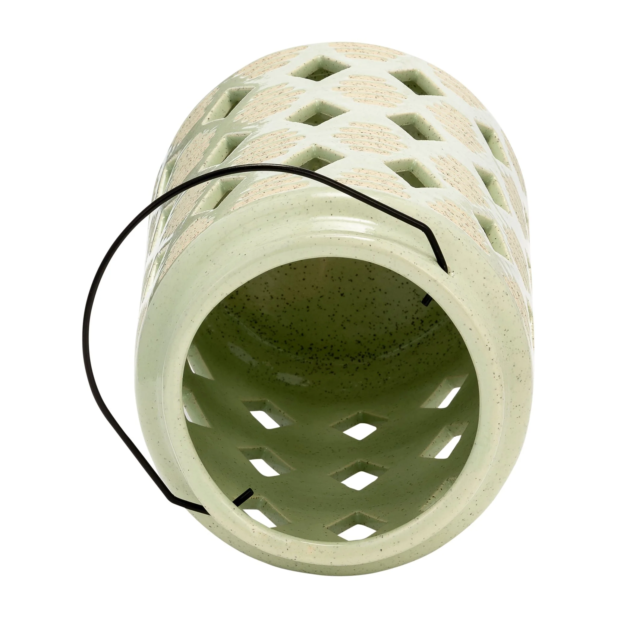 Cer, 9"h Diamond Cut Out Lantern, Cucumber - Image 7