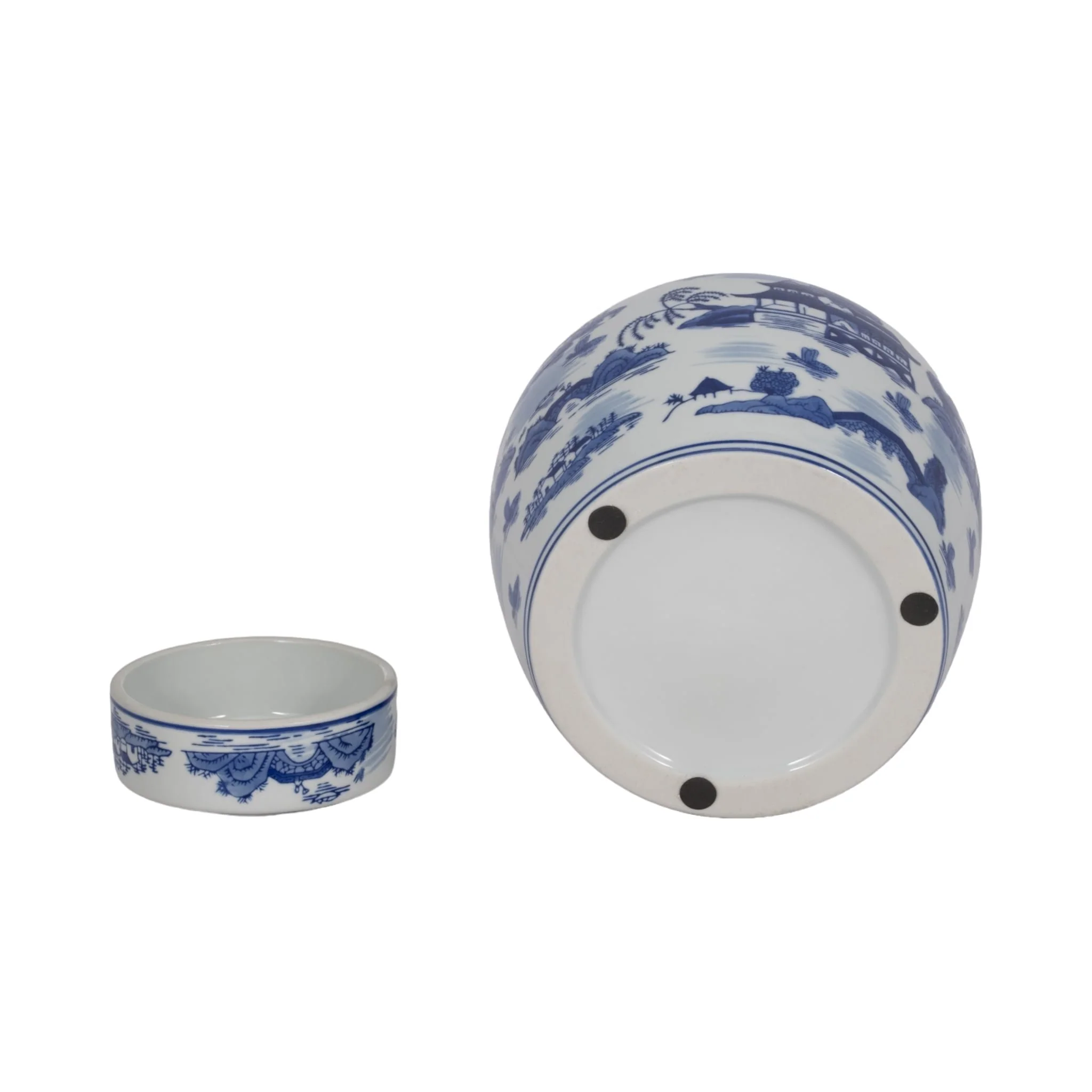 Cer, 9"h Rounded Jar W/ Lid, Blue - Image 7