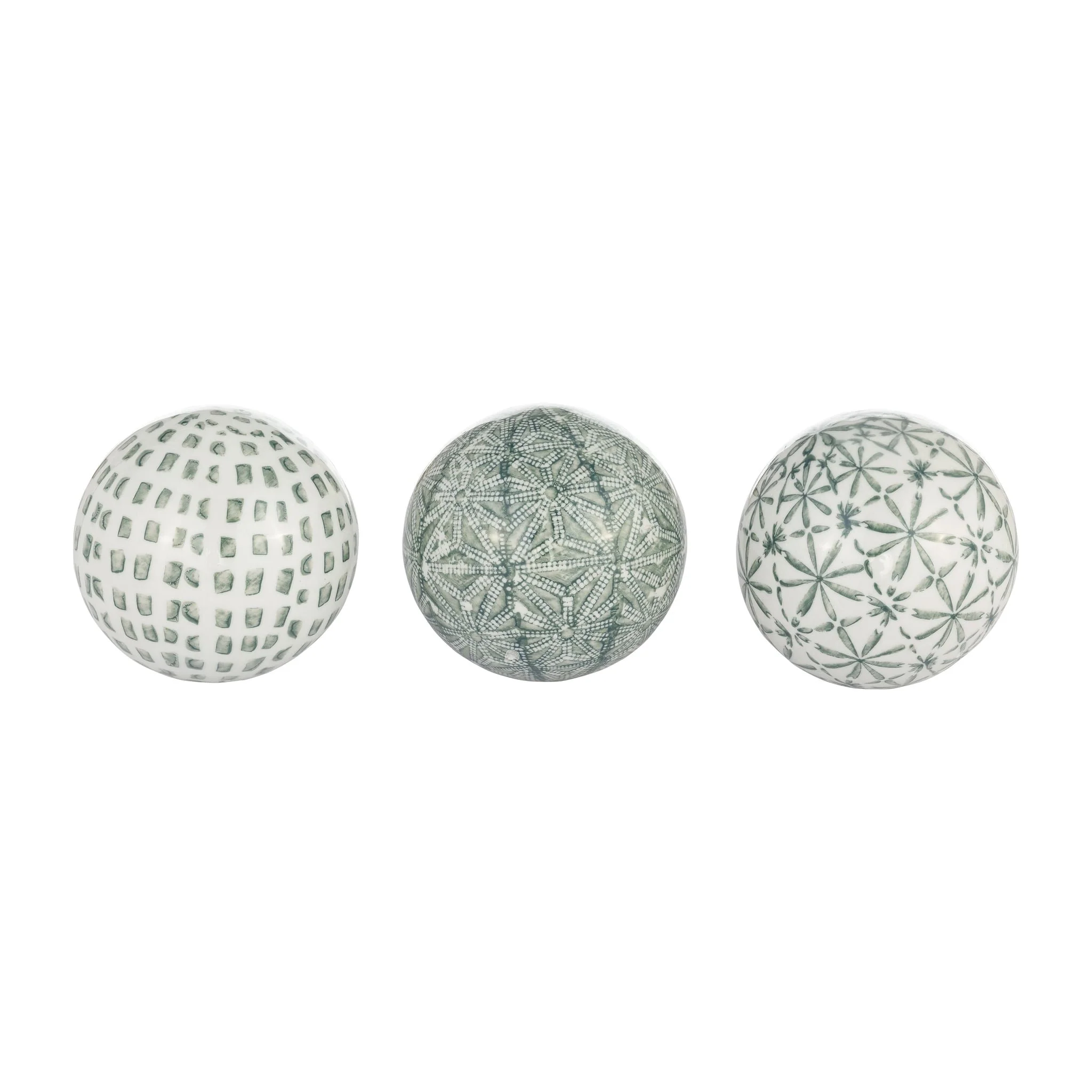 Cer, Boxed 4" 3/a Painted Orbs, Green