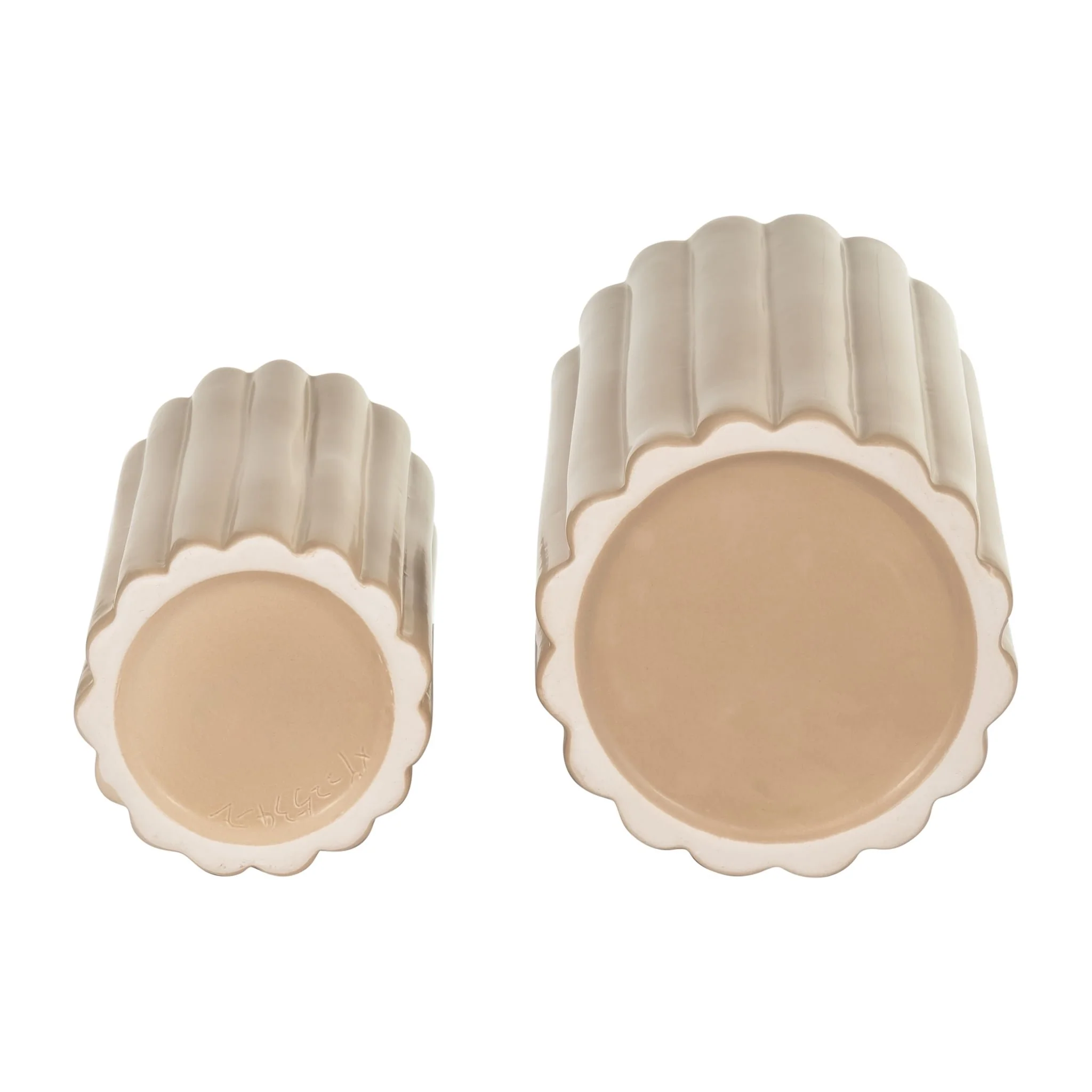 Cer, S/2 10/13?h Ribbed Vases, Irish Cream - Image 7