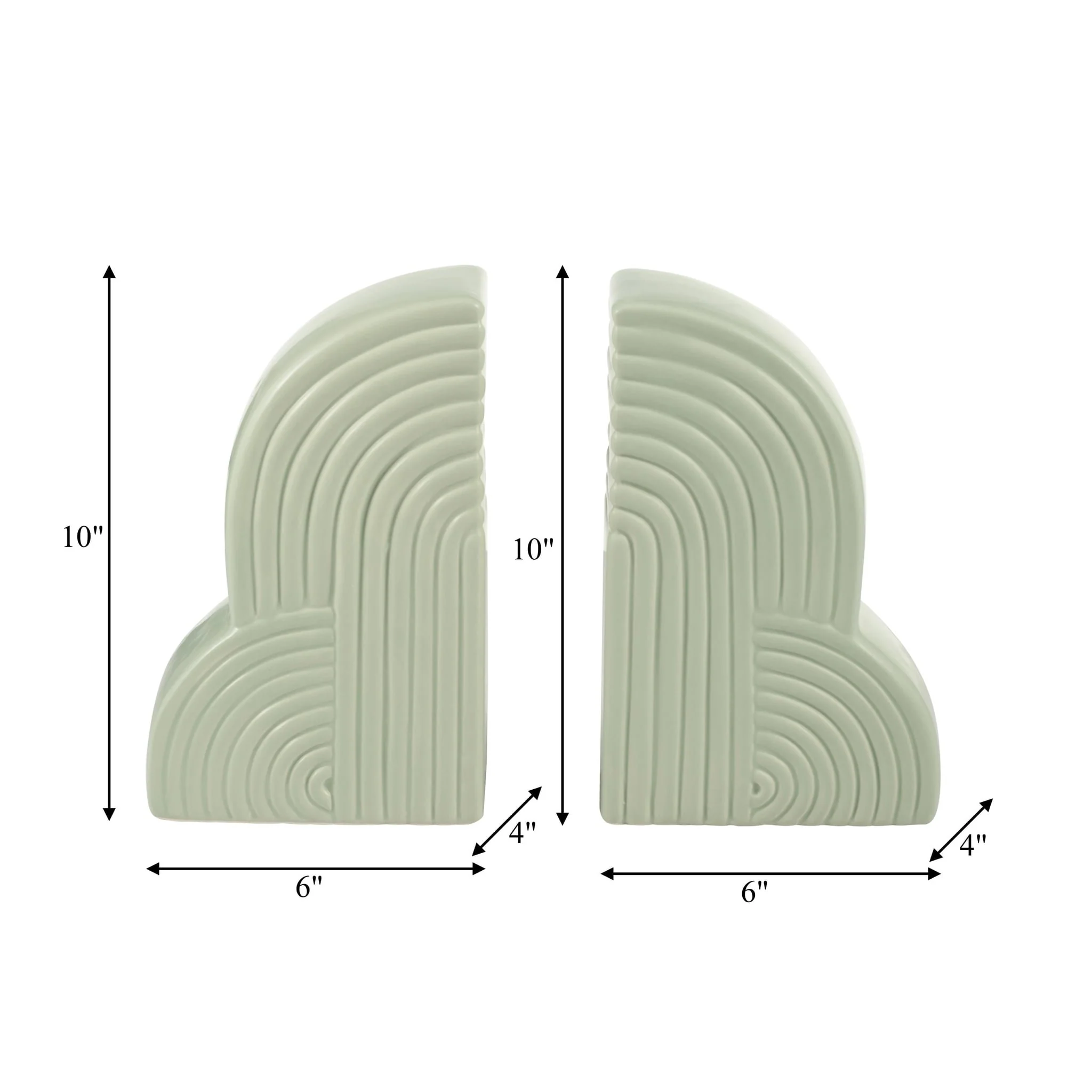 Cer, S/2 13x10" Arches Bookends, Cucumber - Image 8