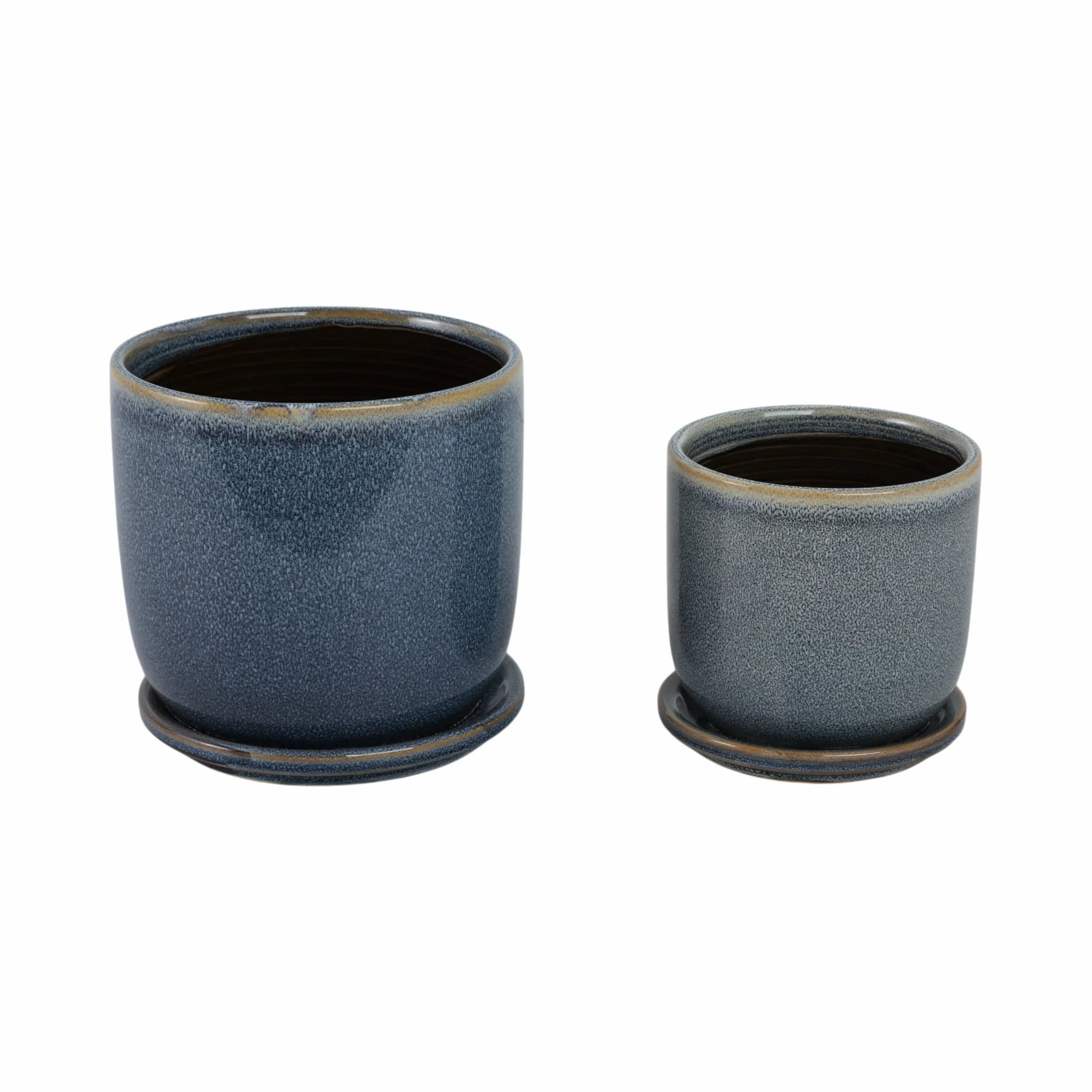 Cer, S/2 5/6" Planter W/ Saucer, Aqua