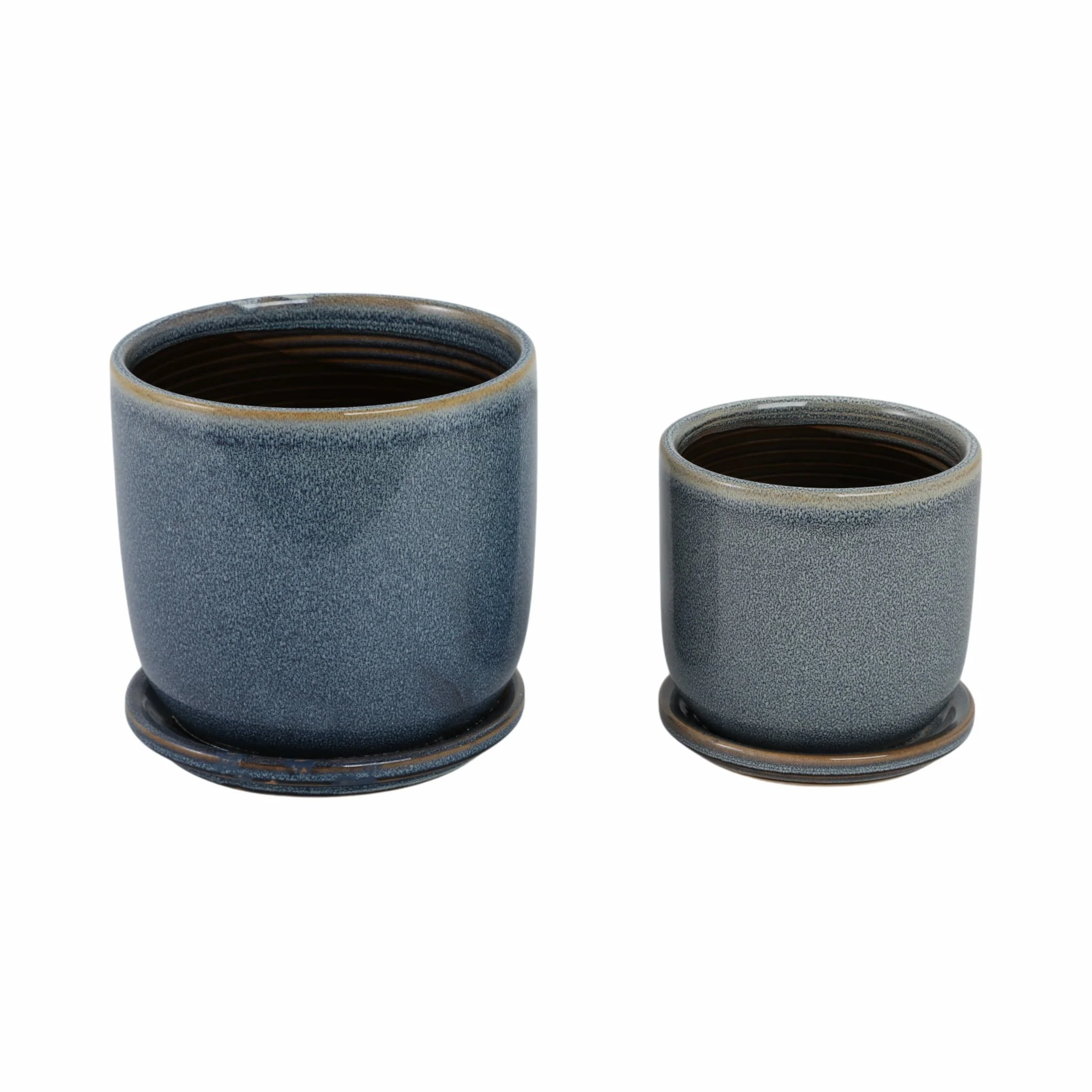 Cer, S/2 5/6" Planter W/ Saucer, Aqua - Image 4