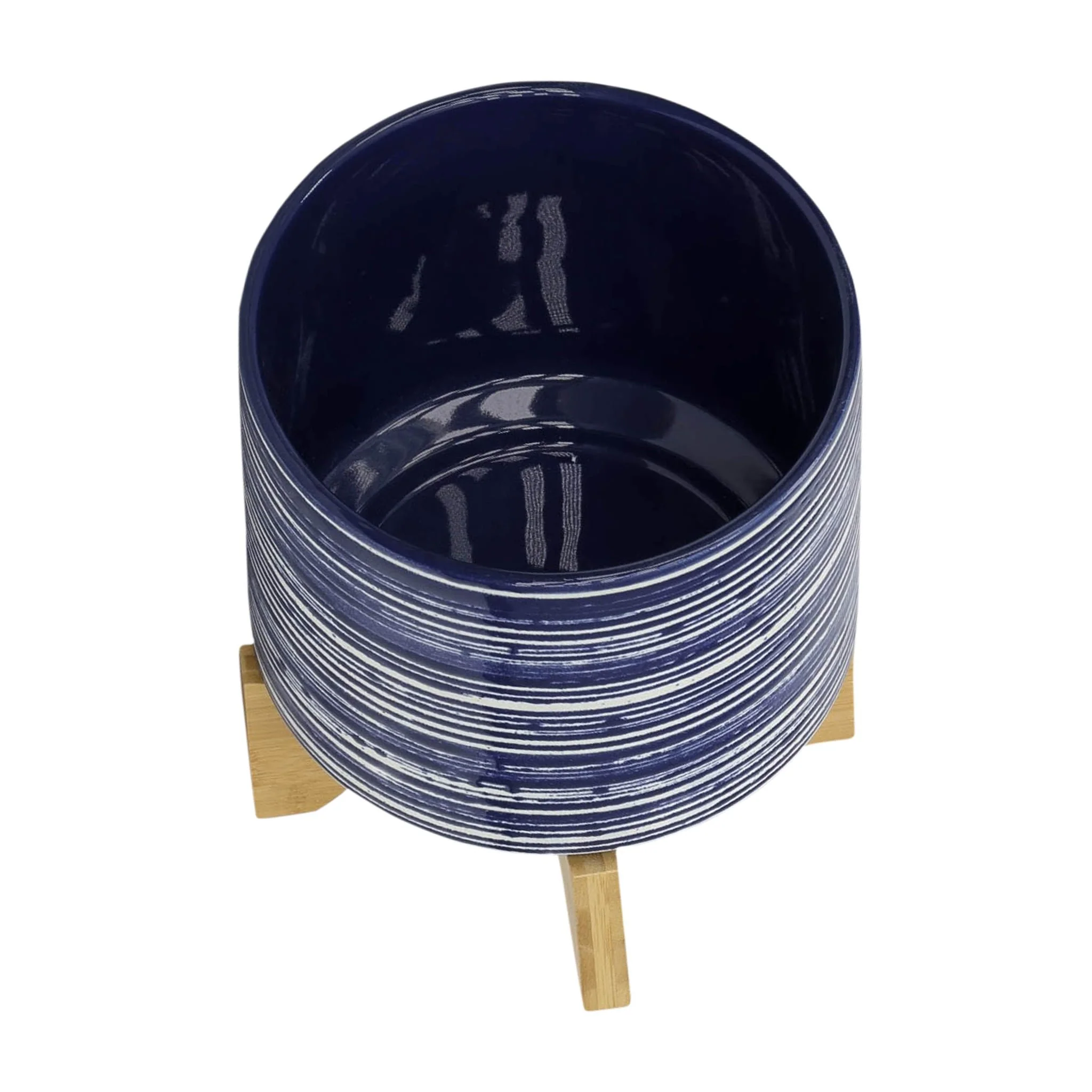Cer, S/2 5/8" Planter On Stand, Blue - Image 5