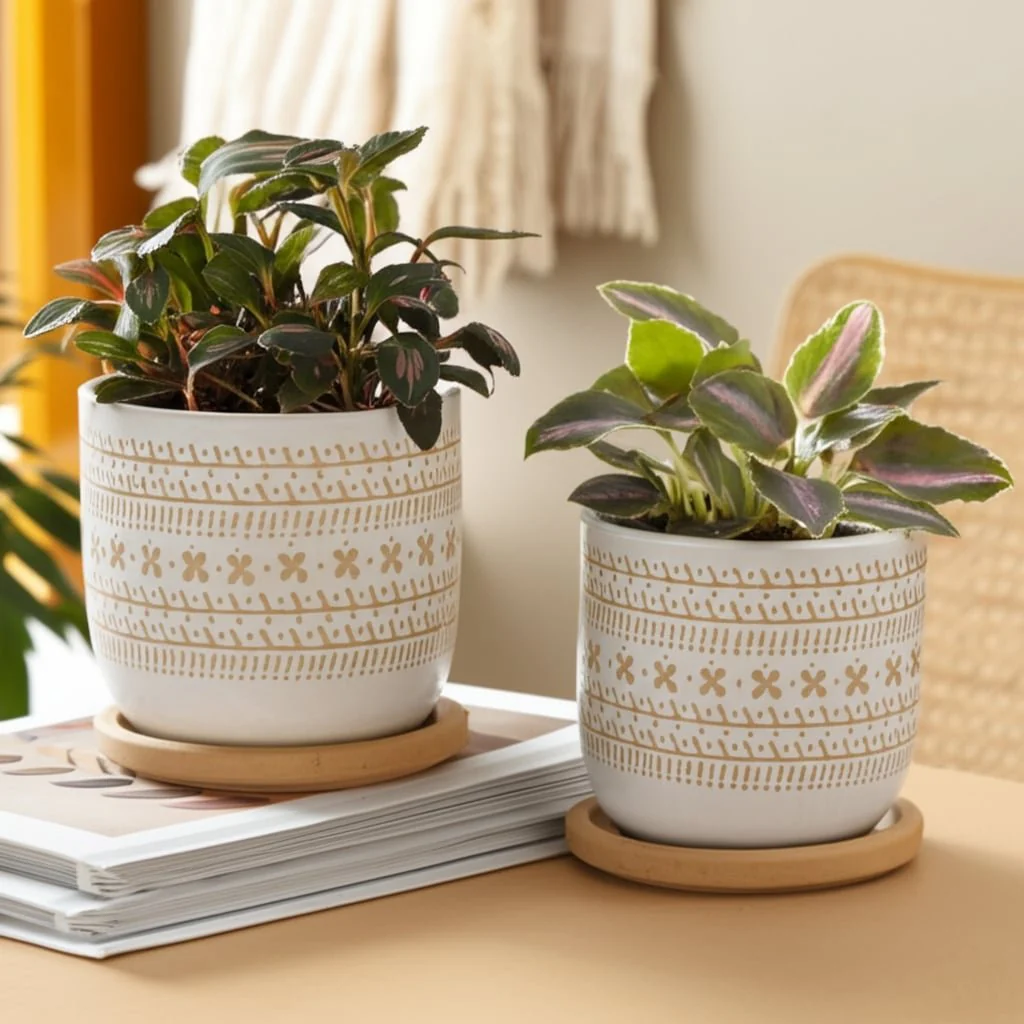 Cer?s/2 6/8" Planter W/ Saucer, Brown - Image 10