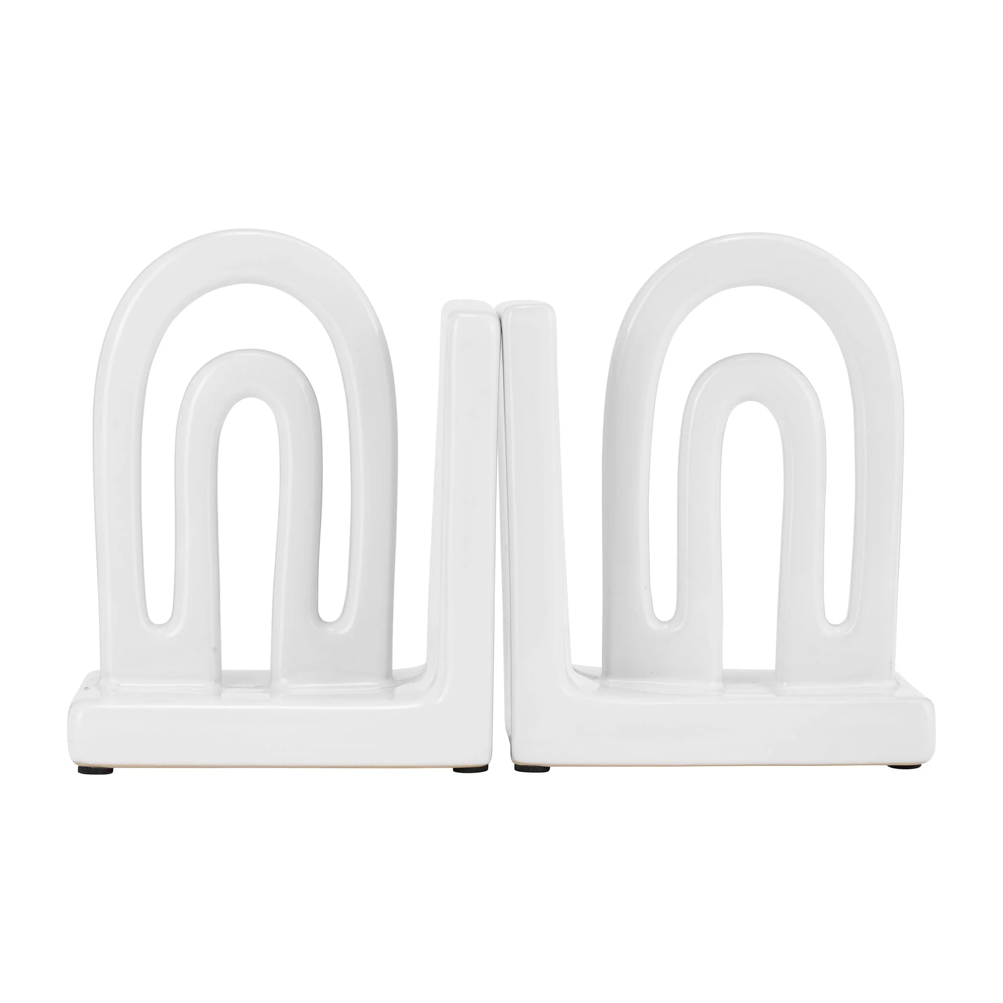 Cer,s/2 6" Arch Bookends, White