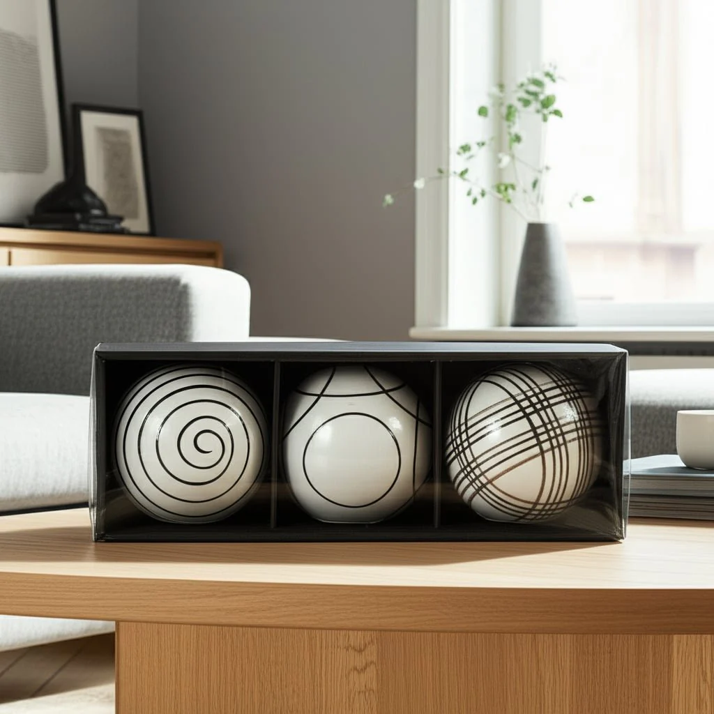 Cer, S/3 4" Assorted Painted Orbs, Black - Image 12