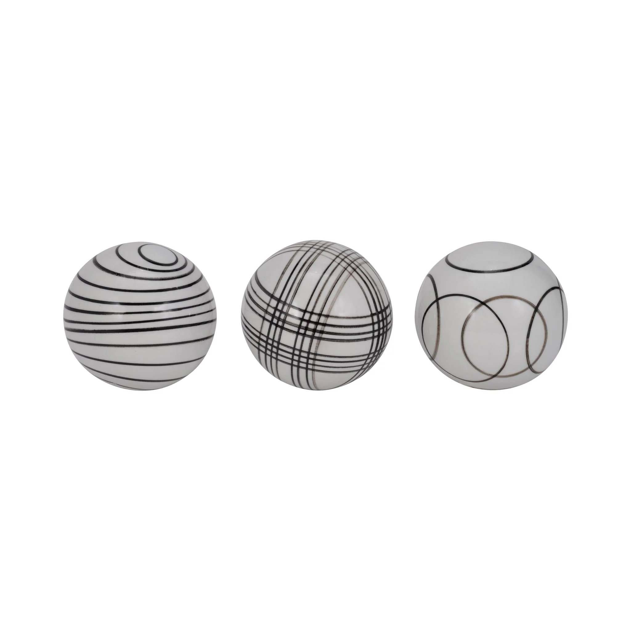 Cer, S/3 4" Assorted Painted Orbs, Black - Image 4