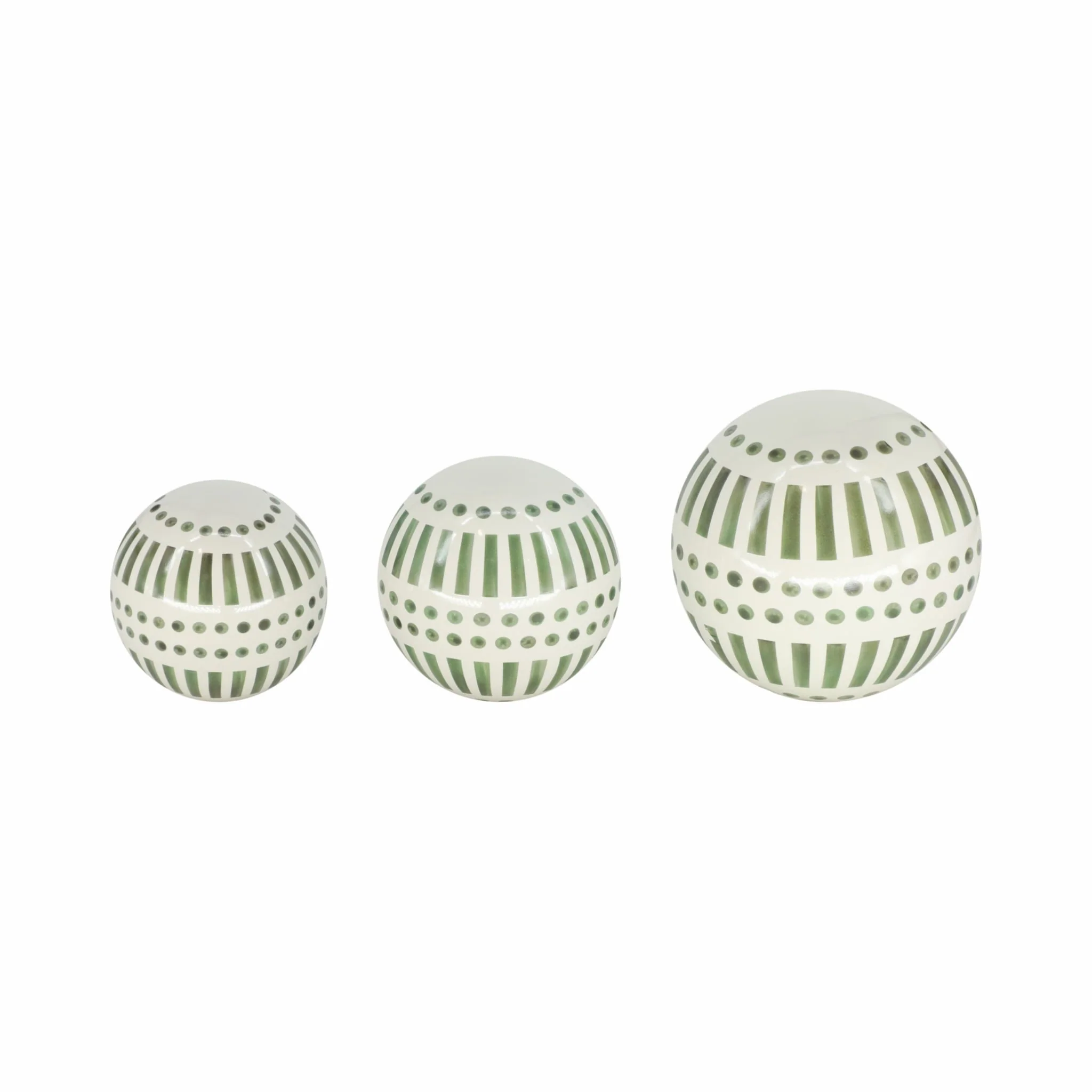 Cer, S/3 6/5/4" Orbs, Drk Sage Green
