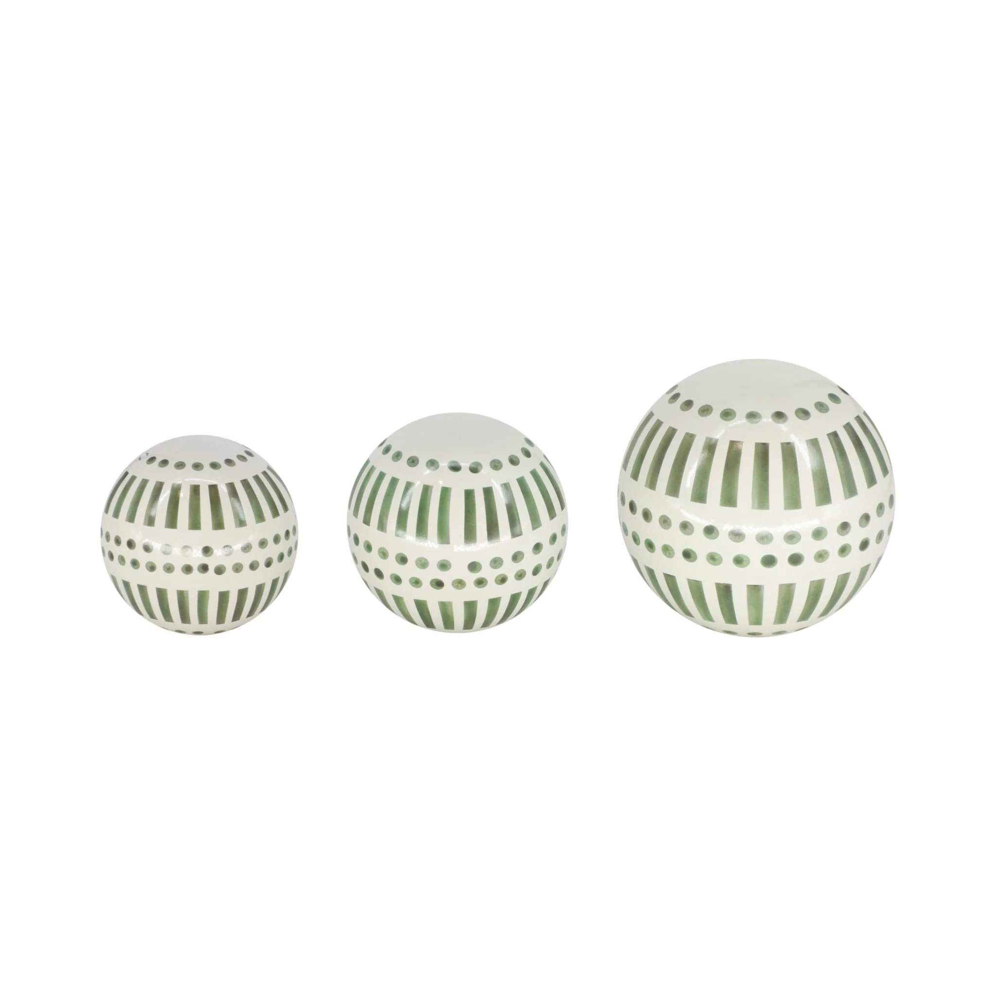Cer, S/3 6/5/4" Orbs, Drk Sage Green - Image 2