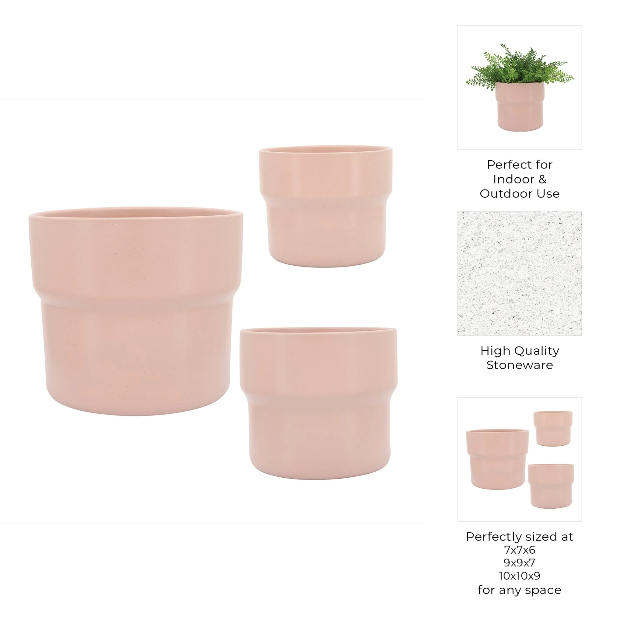 Cer, S/3 7/9/10"d Mushroom Planters, Blush - Image 4