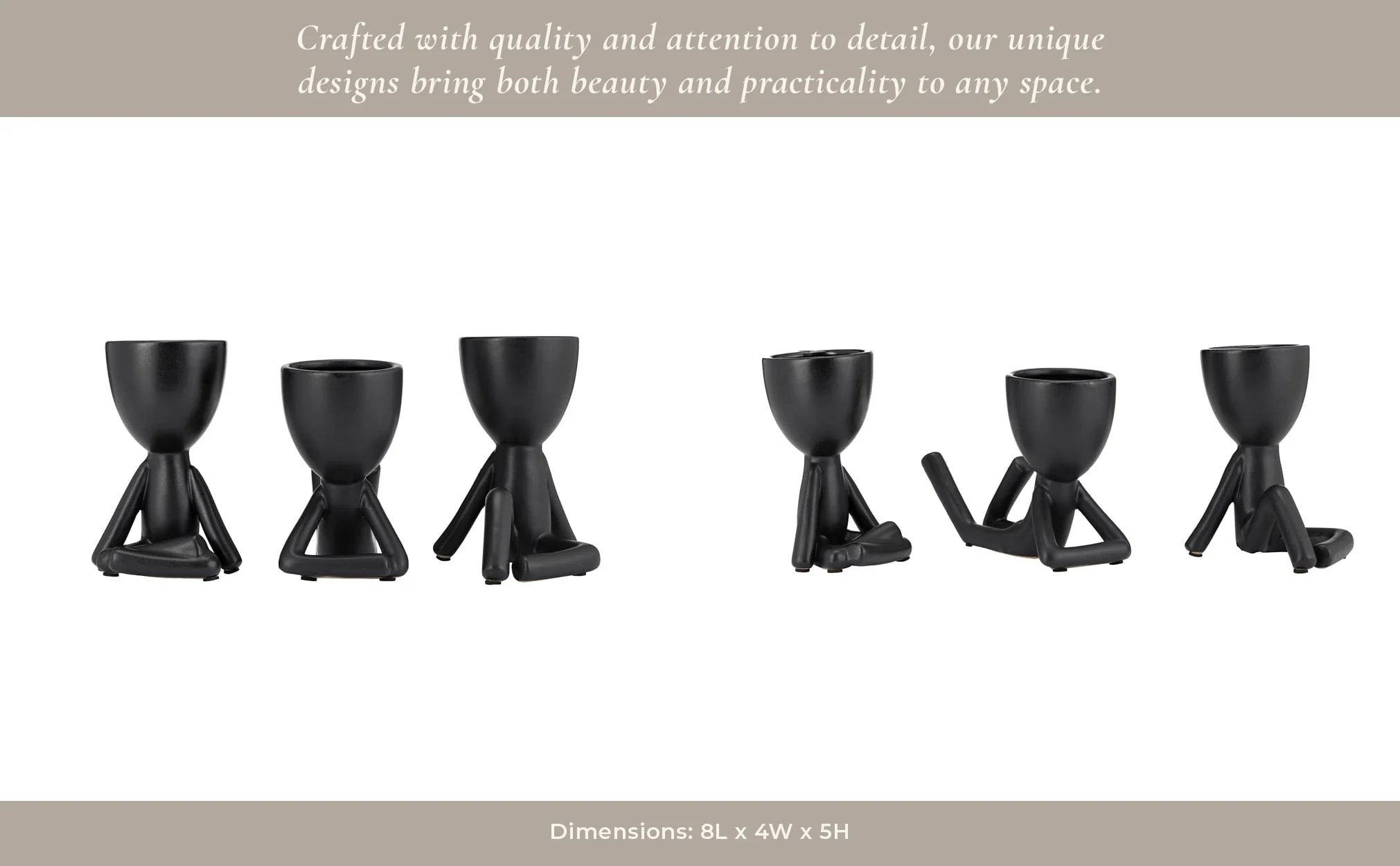 Cer, S/3 8" Sitting Humans, Black - Image 11