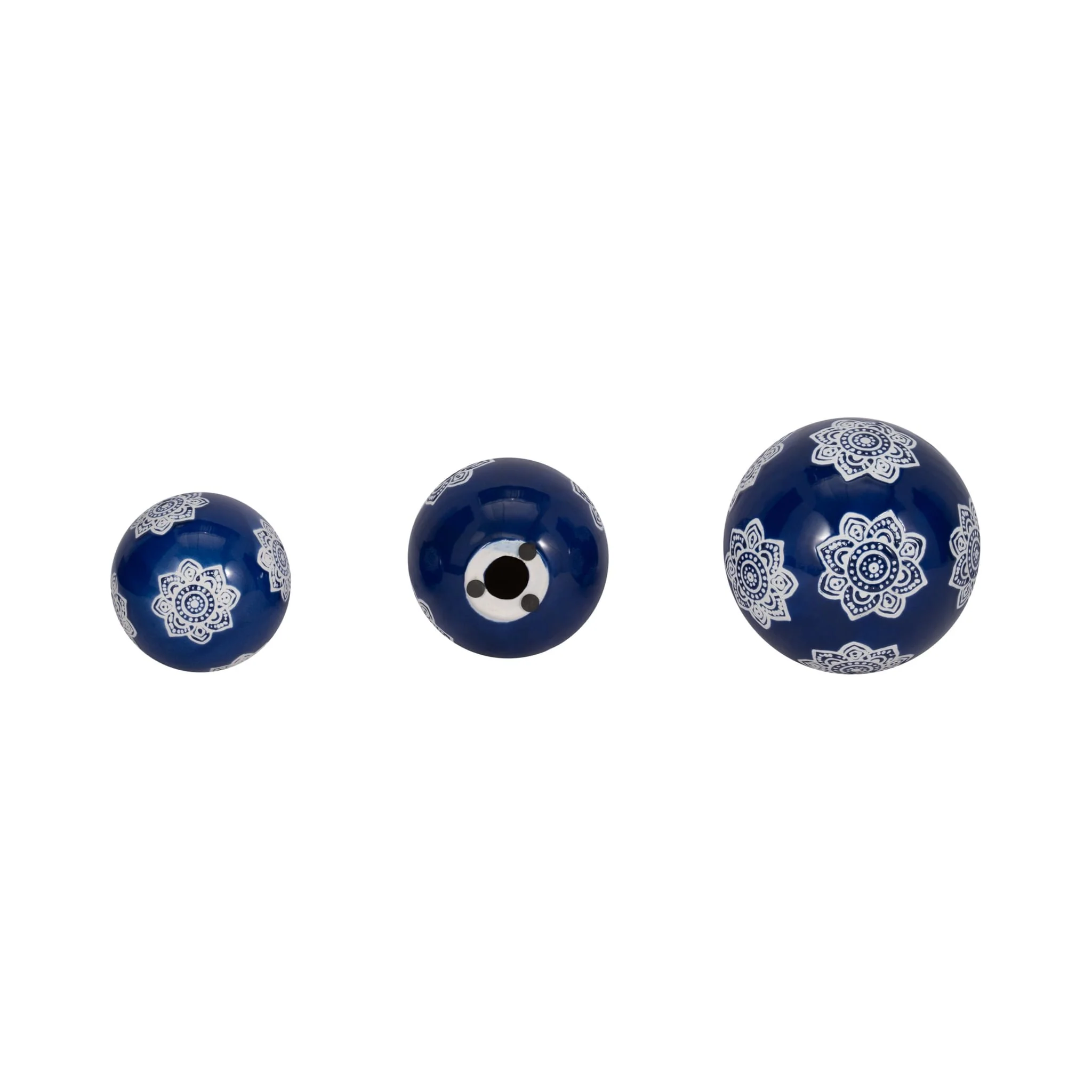 Cer, S/3 Chinoiserie Lotus Orbs, 4/5/6" Blue/wht - Image 5