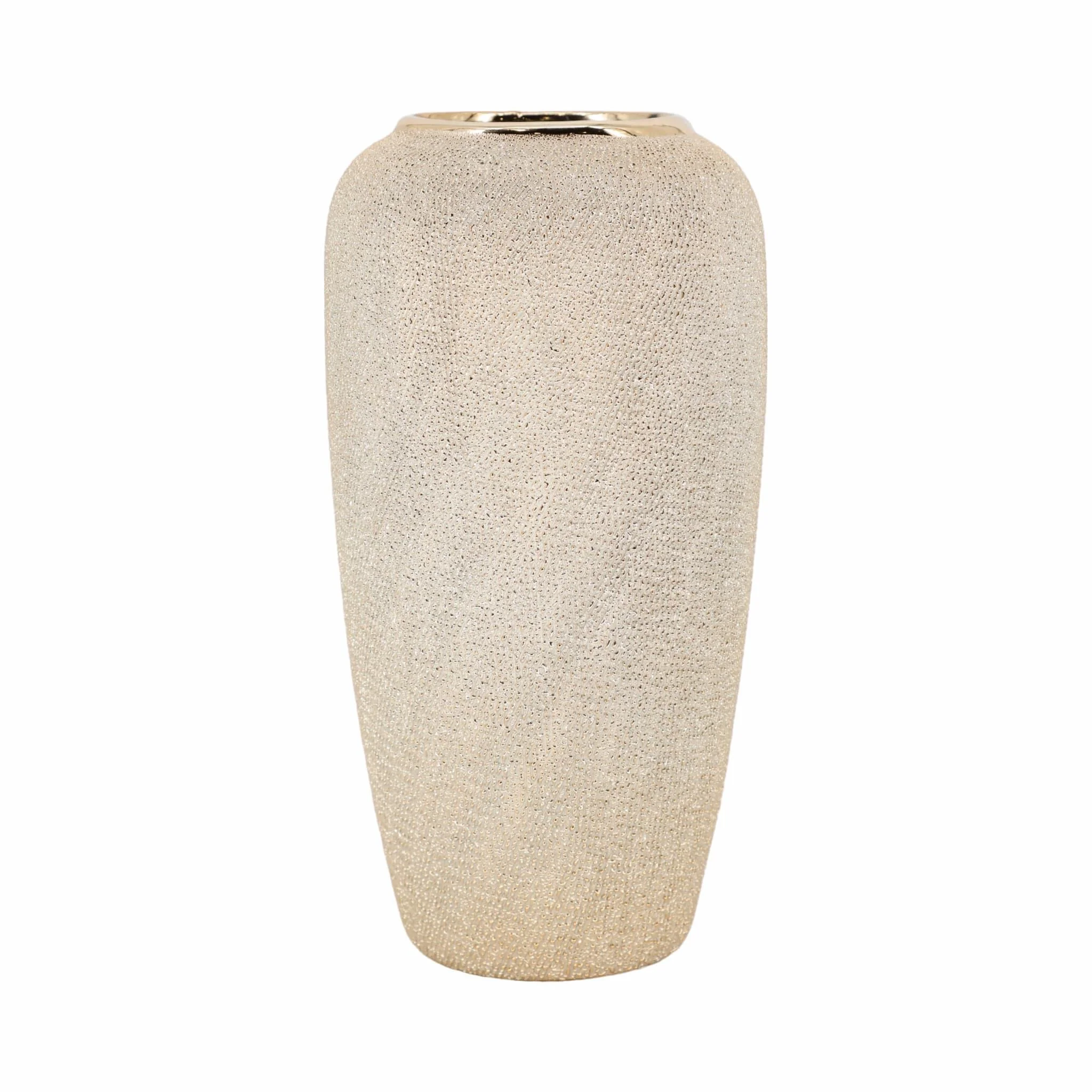 Ceramic 12" Vase, Champagne