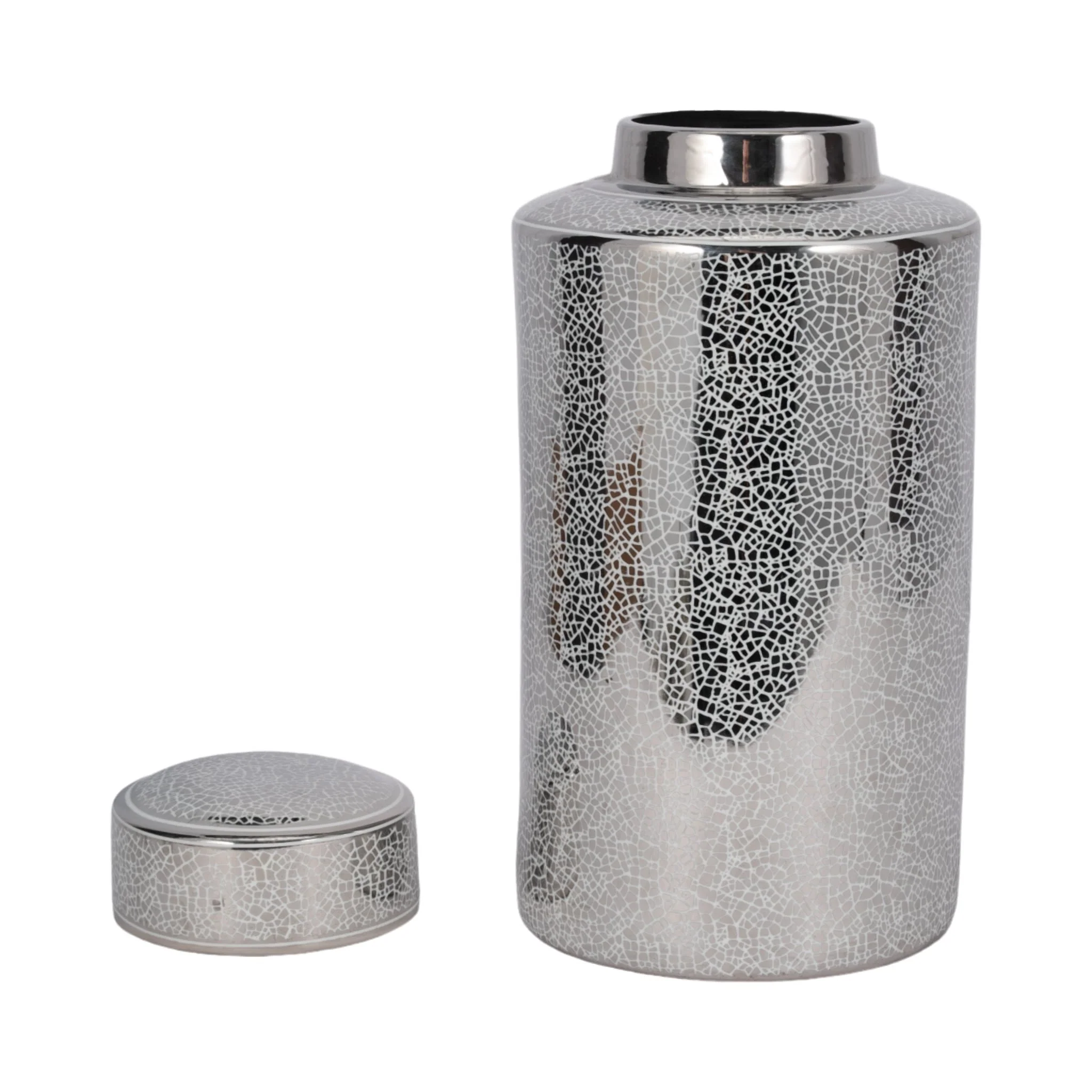 Ceramic 16" Jar, Crackle Silver - Image 4
