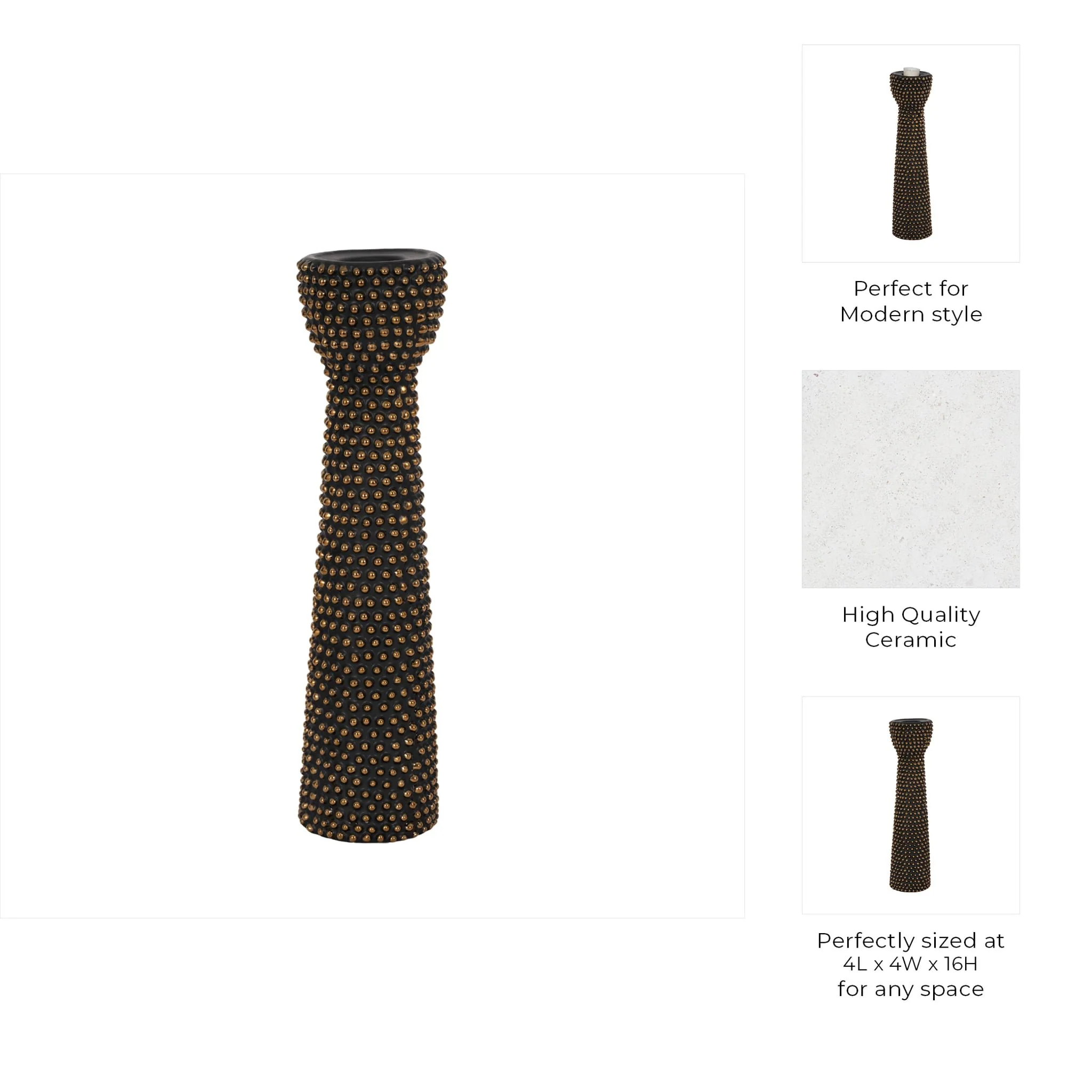 Ceramic 16" Spike Candle Holder Black/gold - Image 9