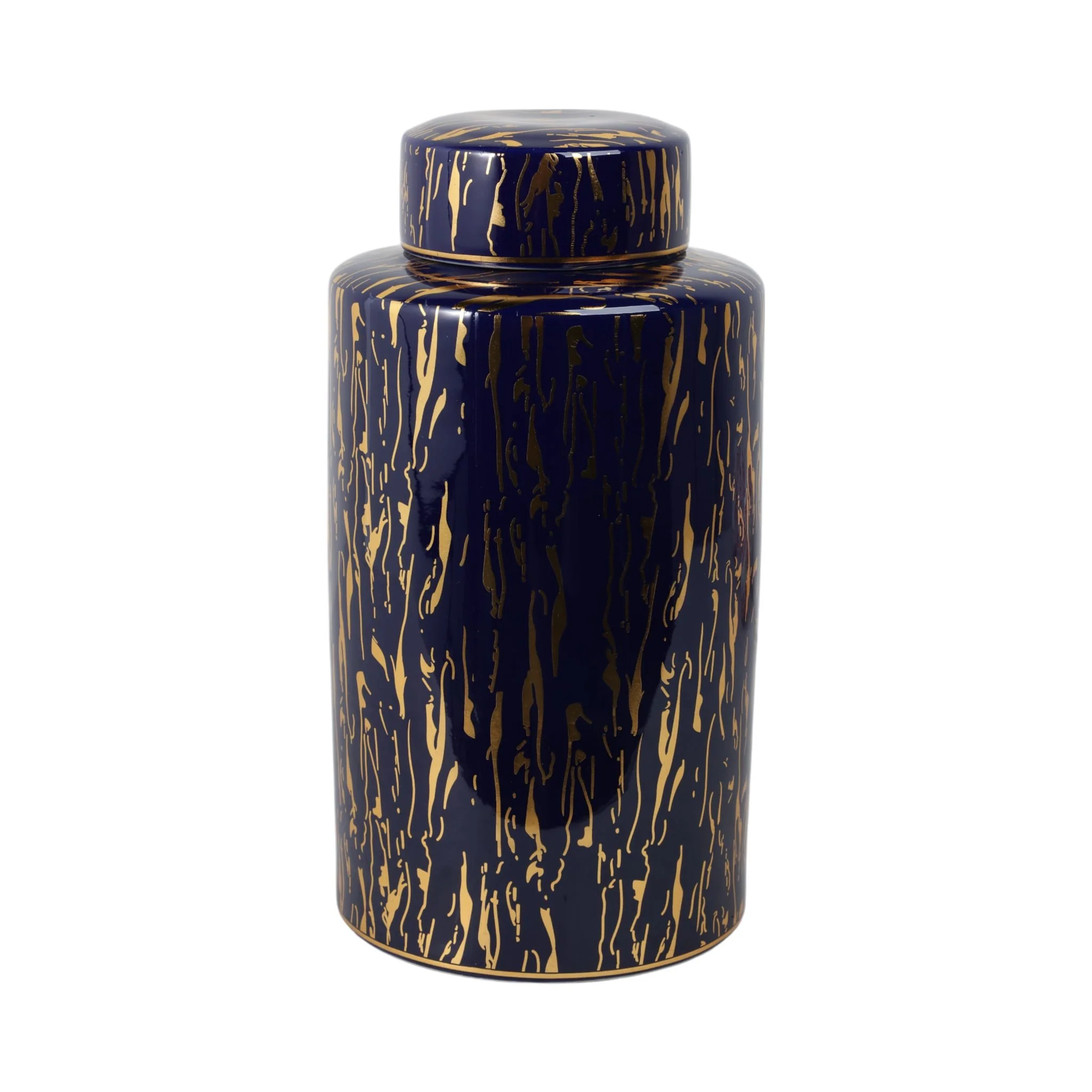 Ceramic 16"h Jar, Blue/gold