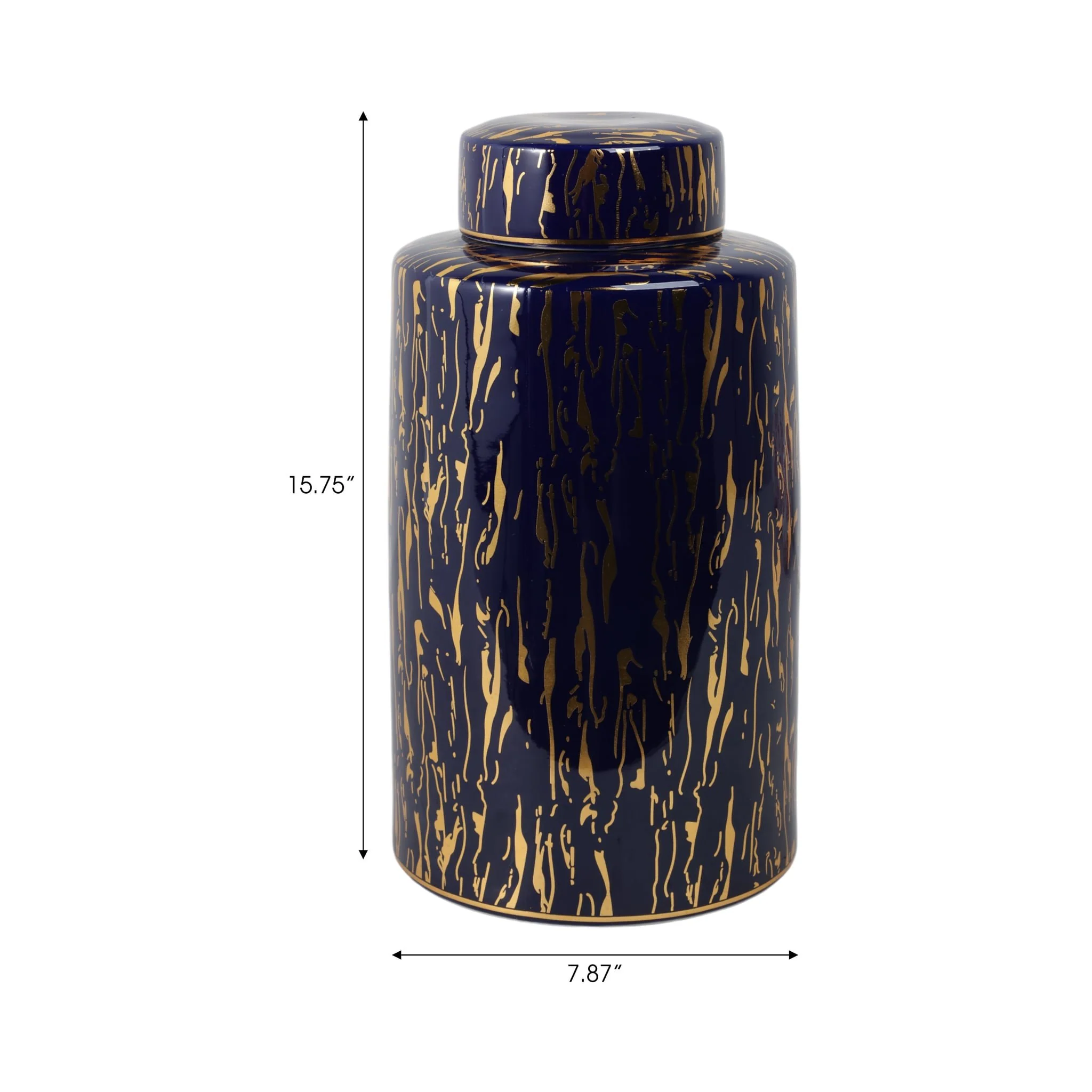 Ceramic 16"h Jar, Blue/gold - Image 8