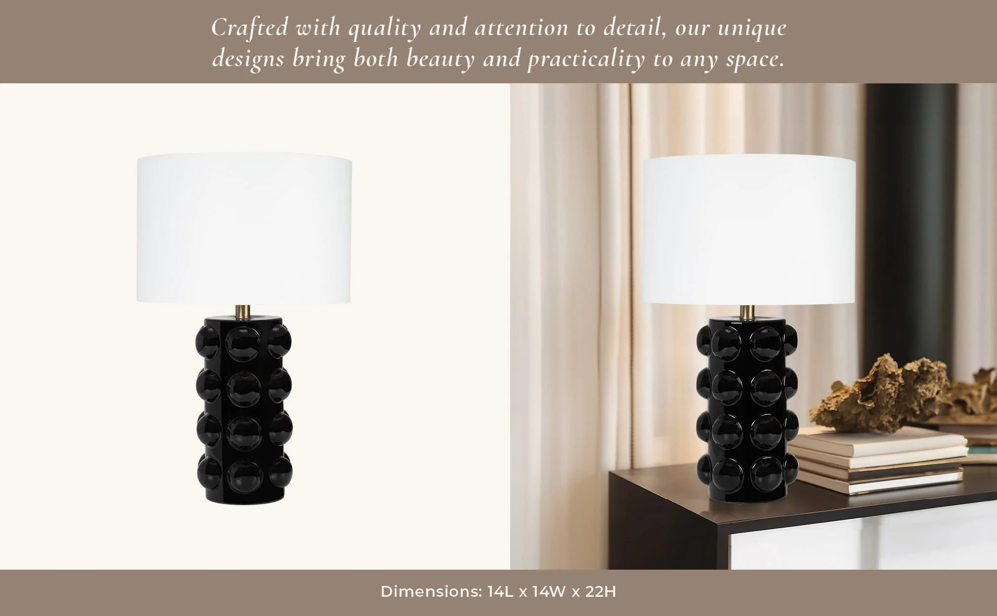 Ceramic 22" Bubble Table Lamp, Black - Image 10