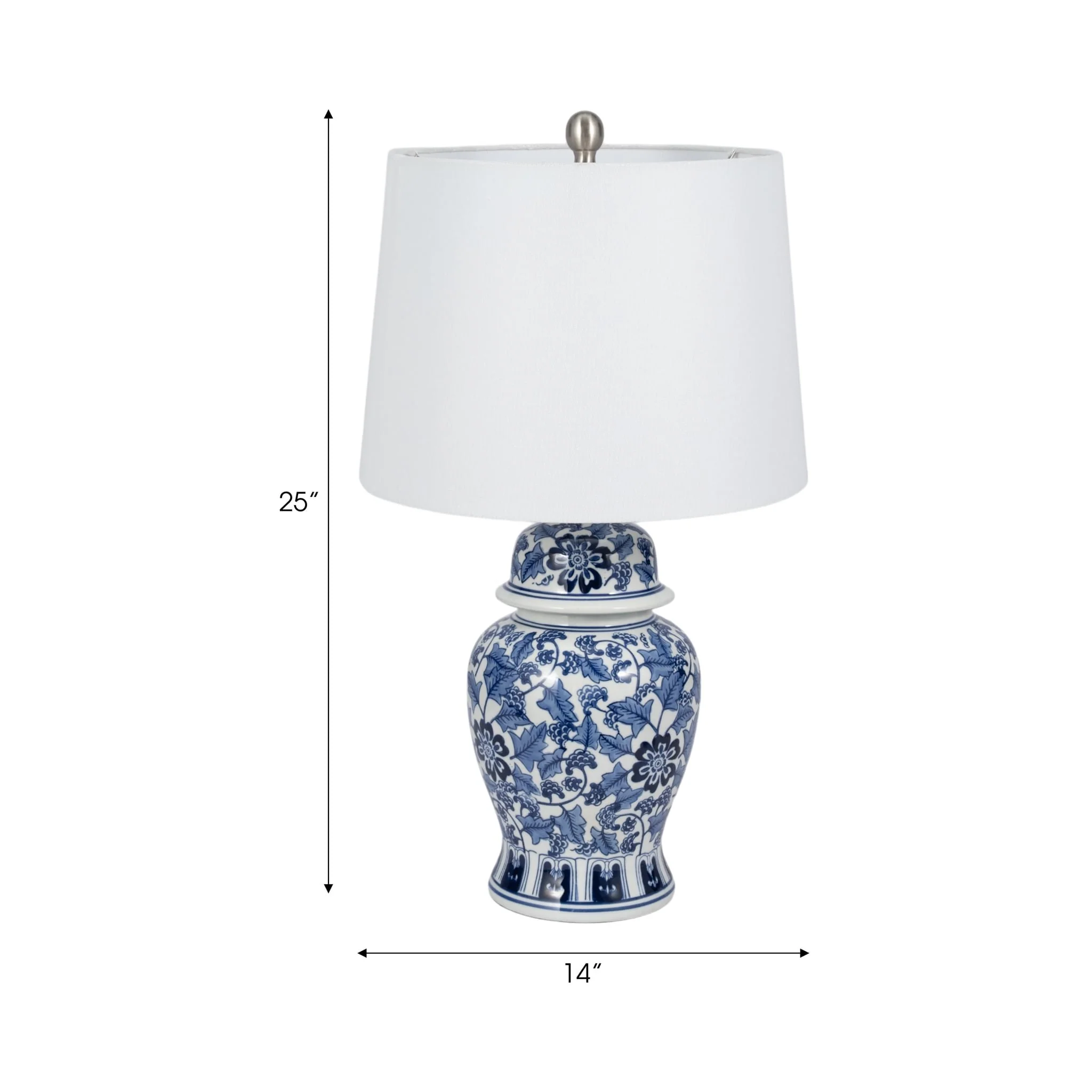 Ceramic, 25" Temple Jar Table Lamp, Blue/white - Image 6
