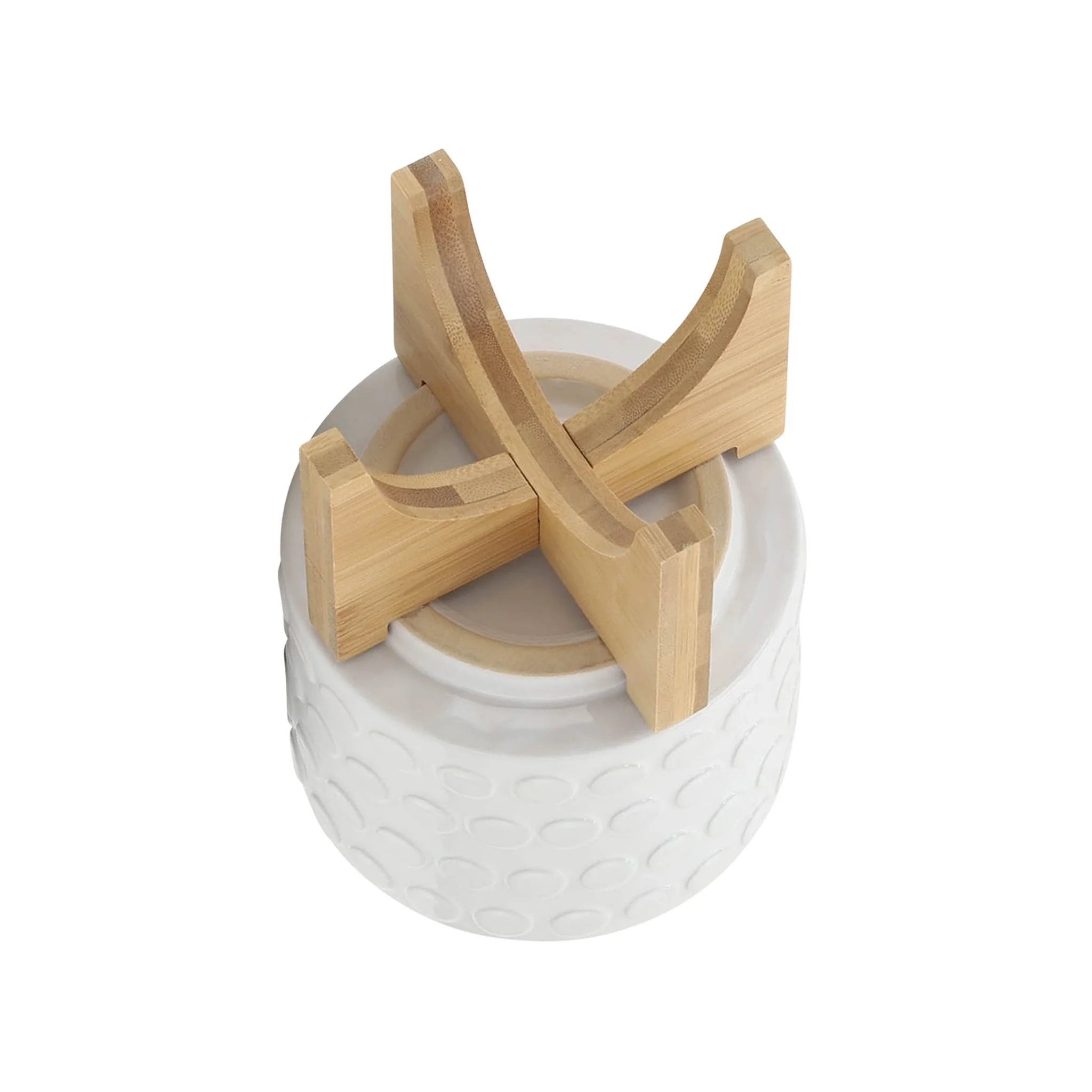 Ceramic 5" Planter On Wooden Stand, White - Image 5