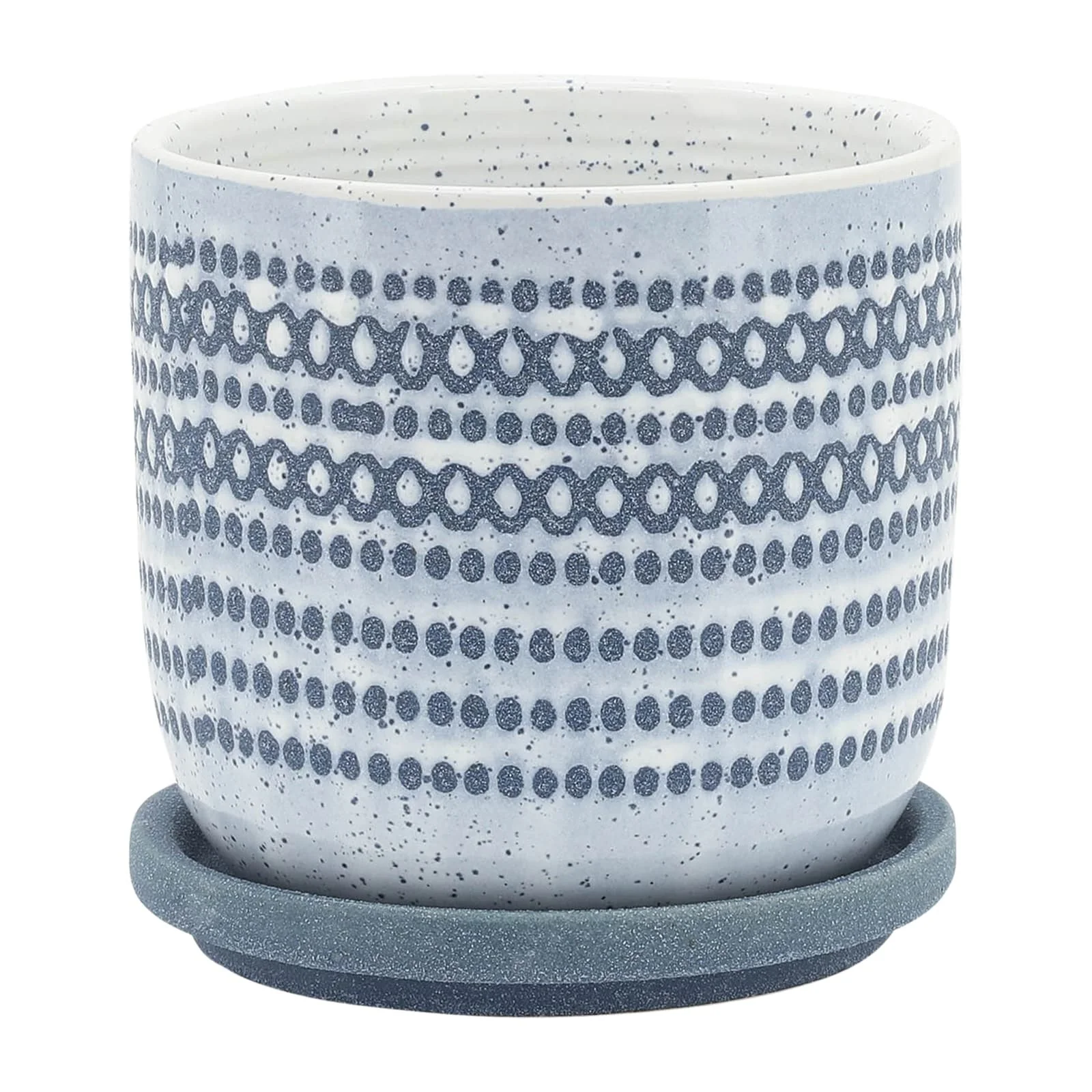 Ceramic 5" Planter W/ Saucer, Blue - Image 2