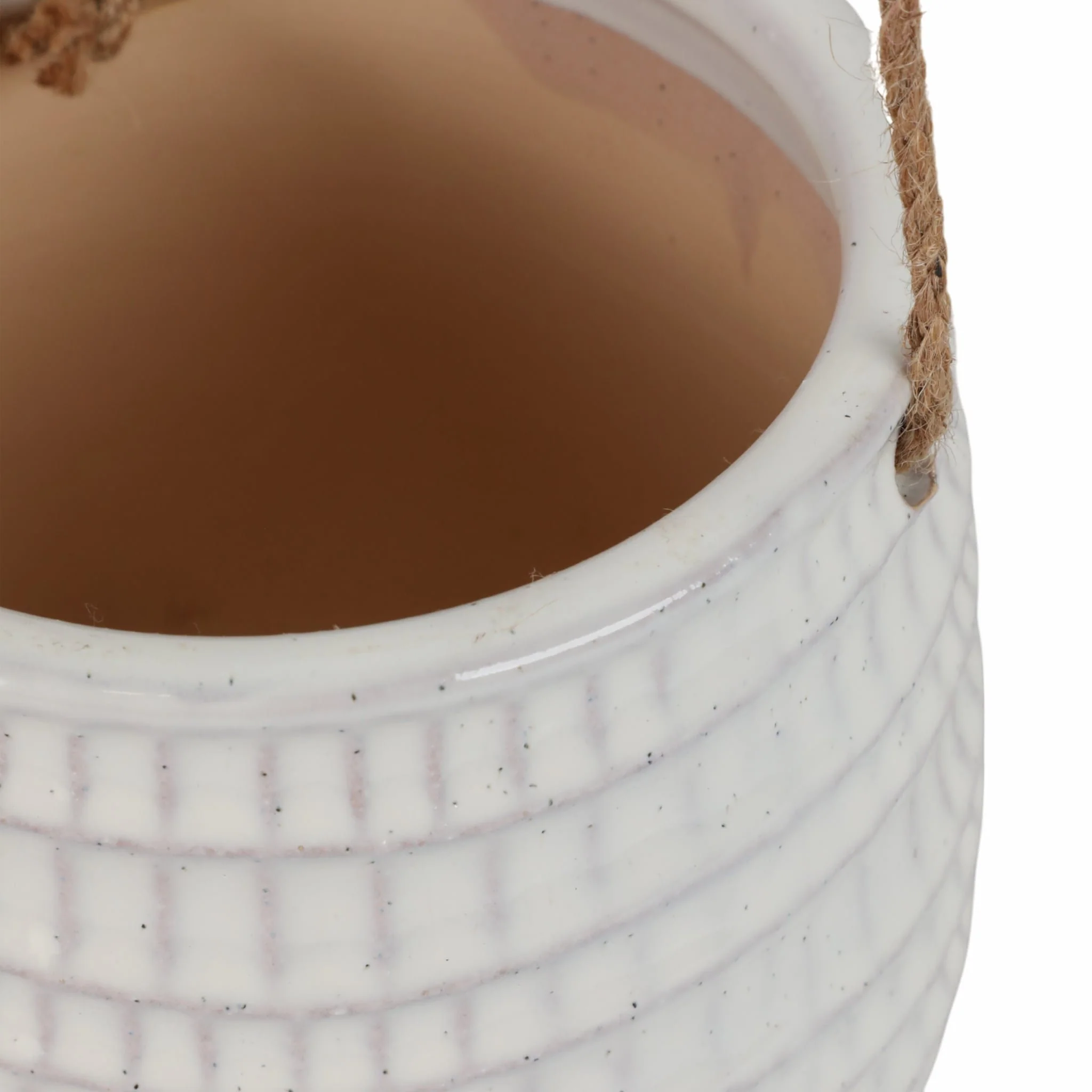 Ceramic 6" Dimpled Hanging Planter, Beige - Image 4