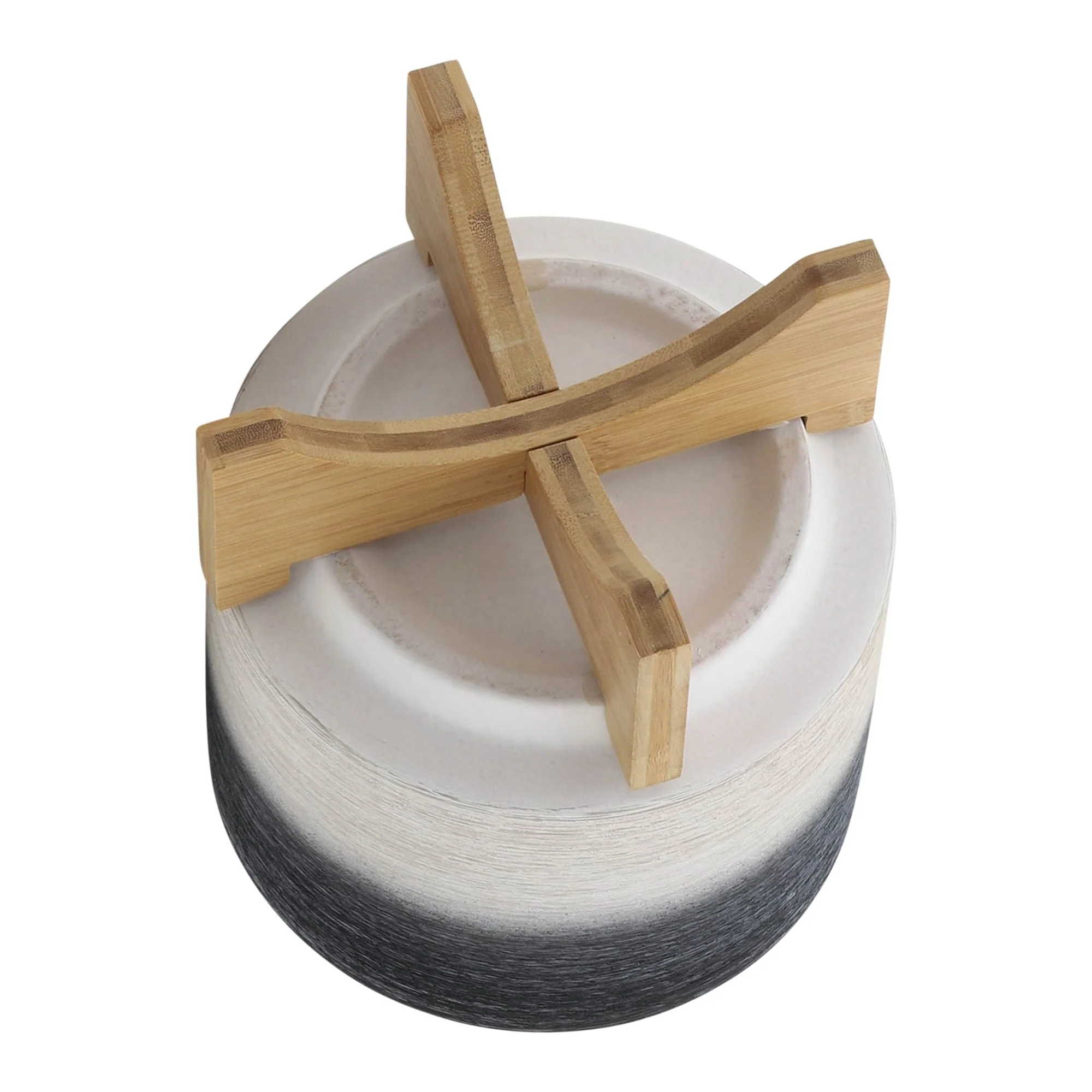 Ceramic 8" Planter On Wooden Stand, Gray - Image 5