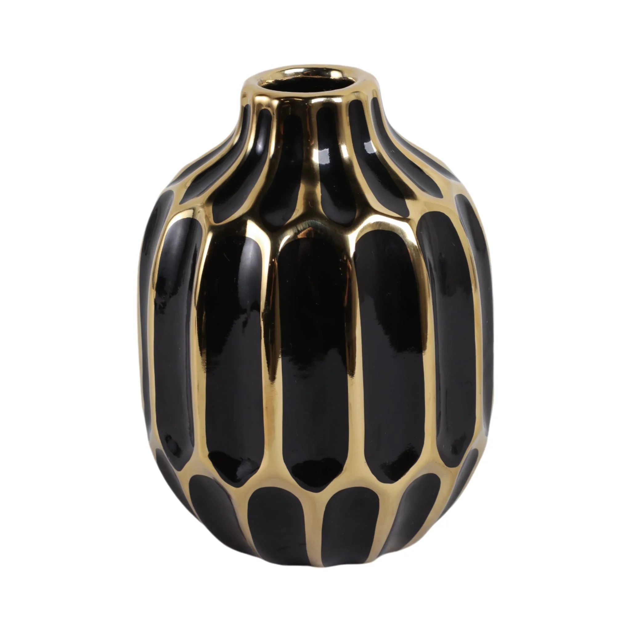Ceramic Vase 8", Black/gold - Image 3