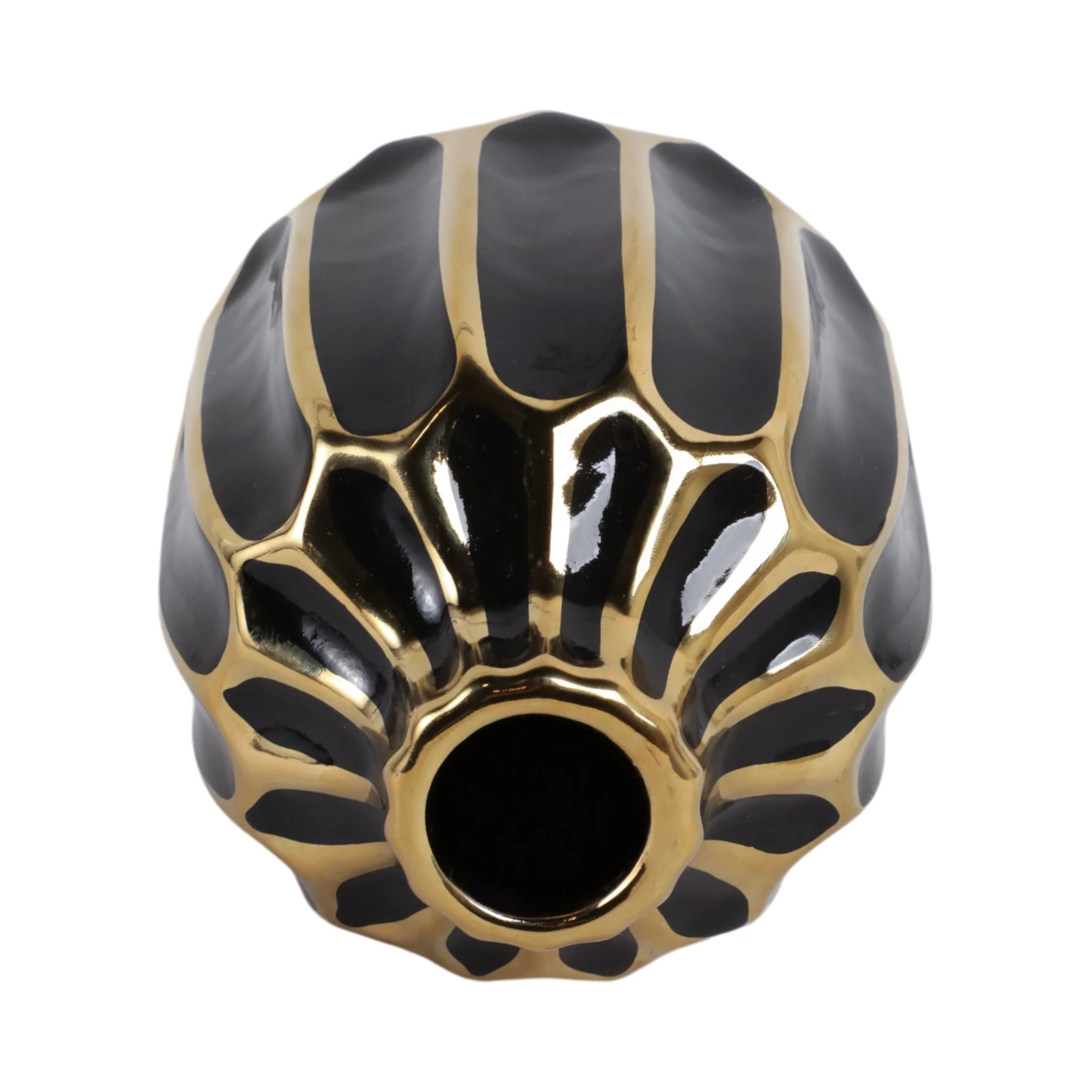 Ceramic Vase 8", Black/gold - Image 6
