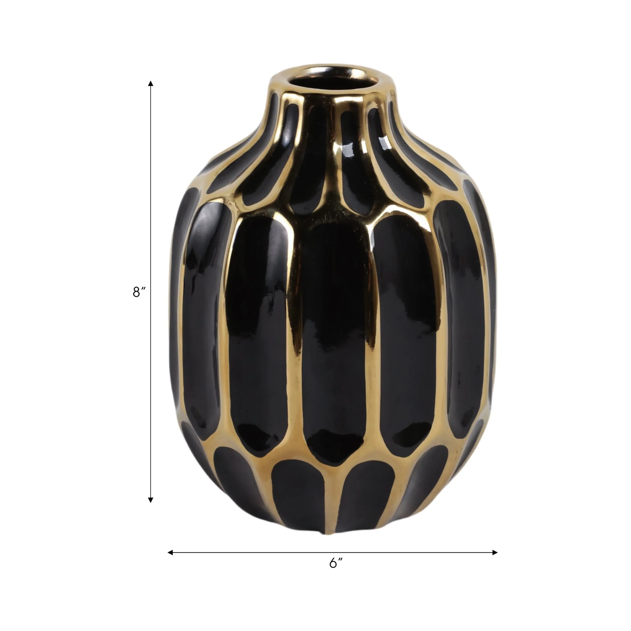 Ceramic Vase 8", Black/gold - Image 8