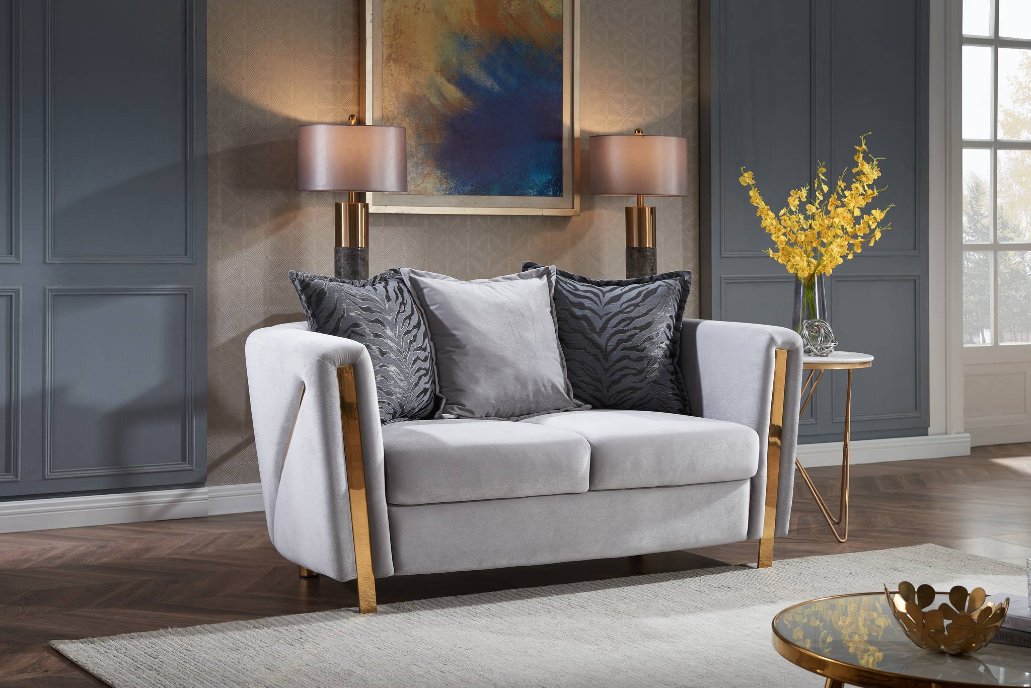 Chanelle Loveseat Gray